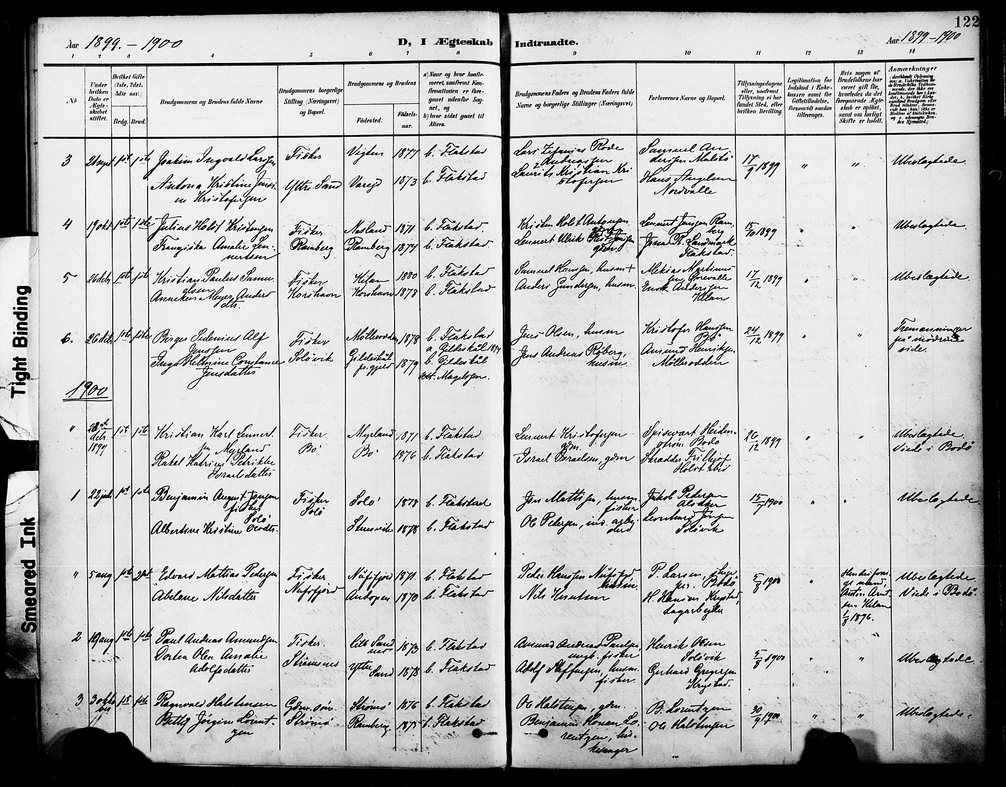 Ministerialprotokoller, klokkerbøker og fødselsregistre - Nordland, AV/SAT-A-1459/885/L1205: Parish register (official) no. 885A06, 1892-1905, p. 122