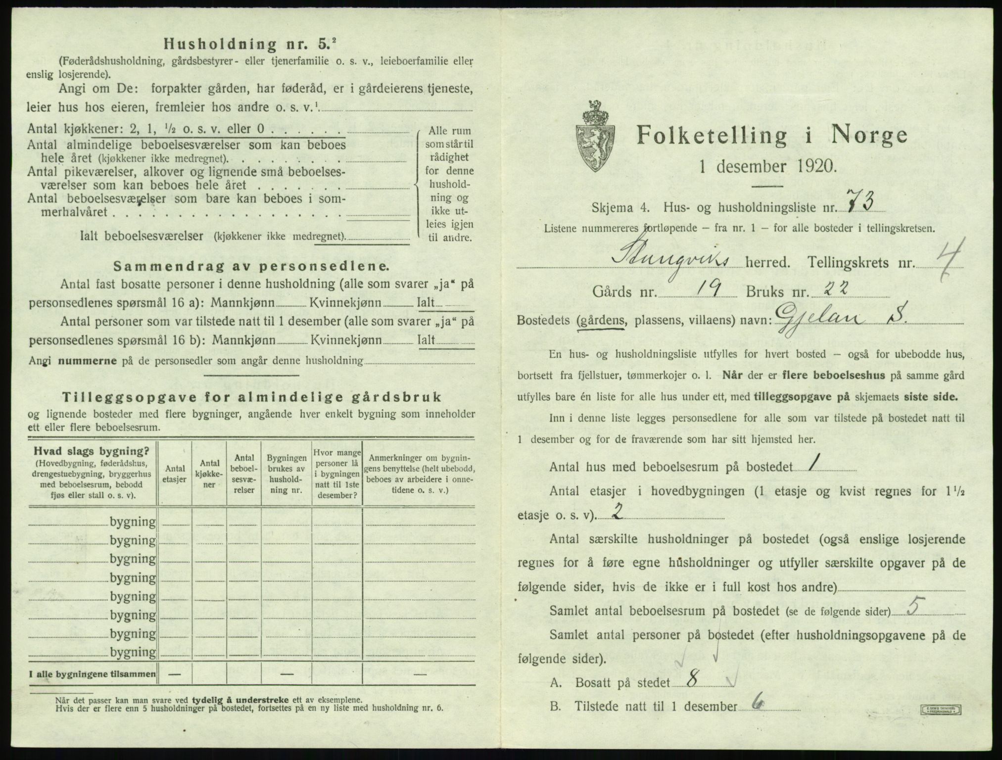 SAT, 1920 census for Stangvik, 1920, p. 448