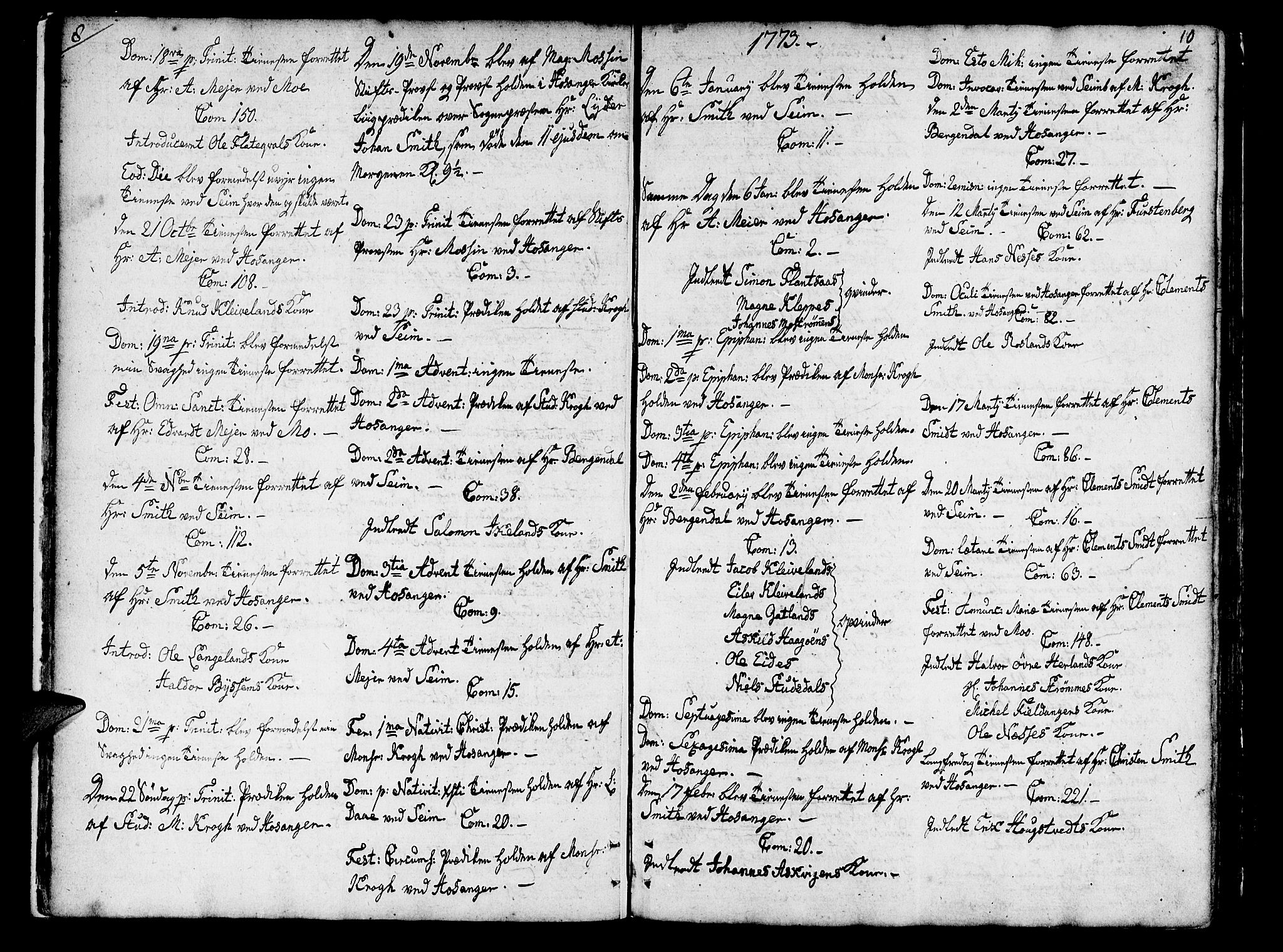 Hosanger sokneprestembete, SAB/A-75801/H/Haa: Parish register (official) no. A 2 /1, 1766-1793, p. 10