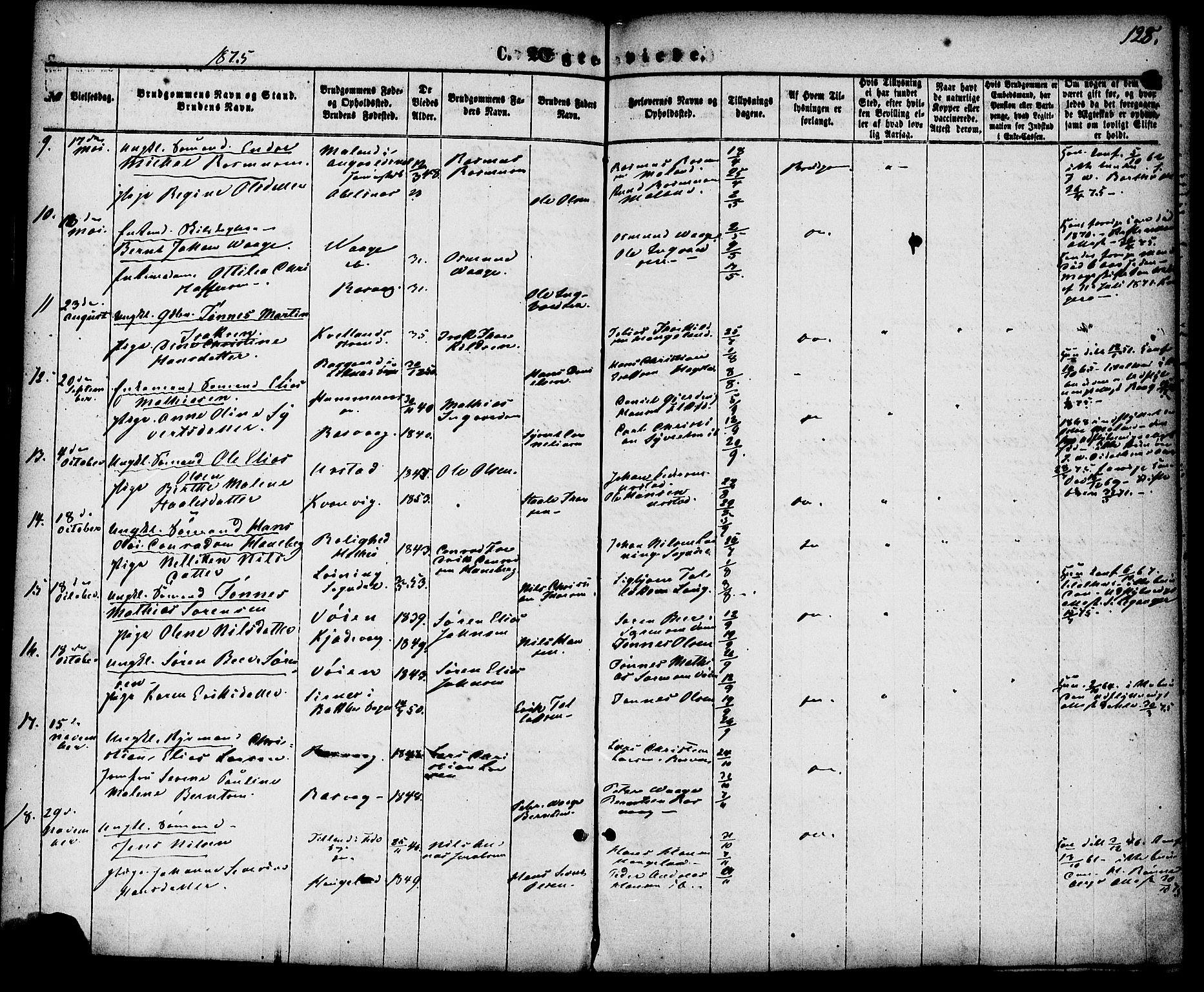 Flekkefjord sokneprestkontor, AV/SAK-1111-0012/F/Fa/Fab/L0005: Parish register (official) no. A 5, 1870-1886, p. 128