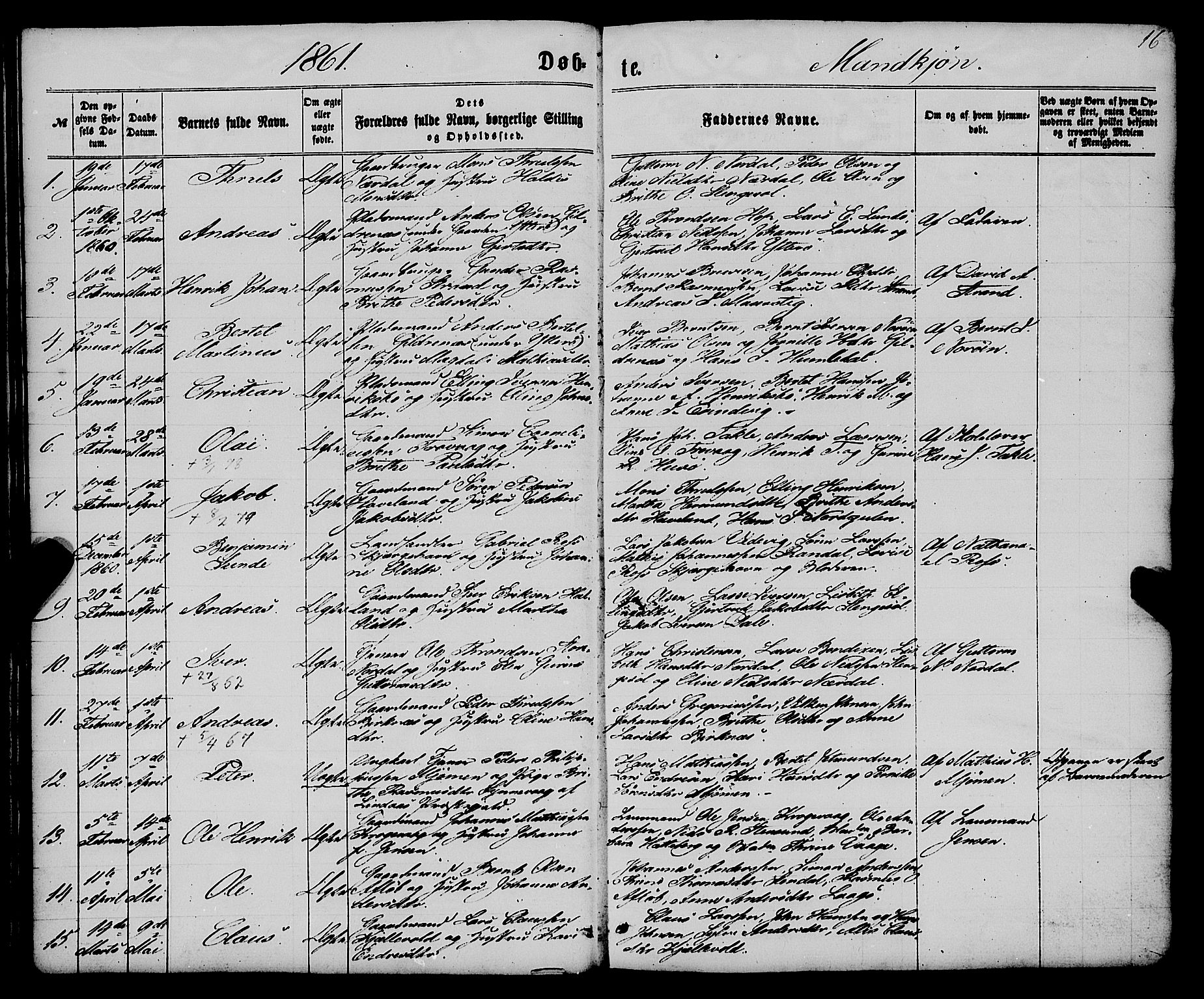 Gulen sokneprestembete, AV/SAB-A-80201/H/Haa/Haaa/L0022: Parish register (official) no. A 22, 1859-1869, p. 16