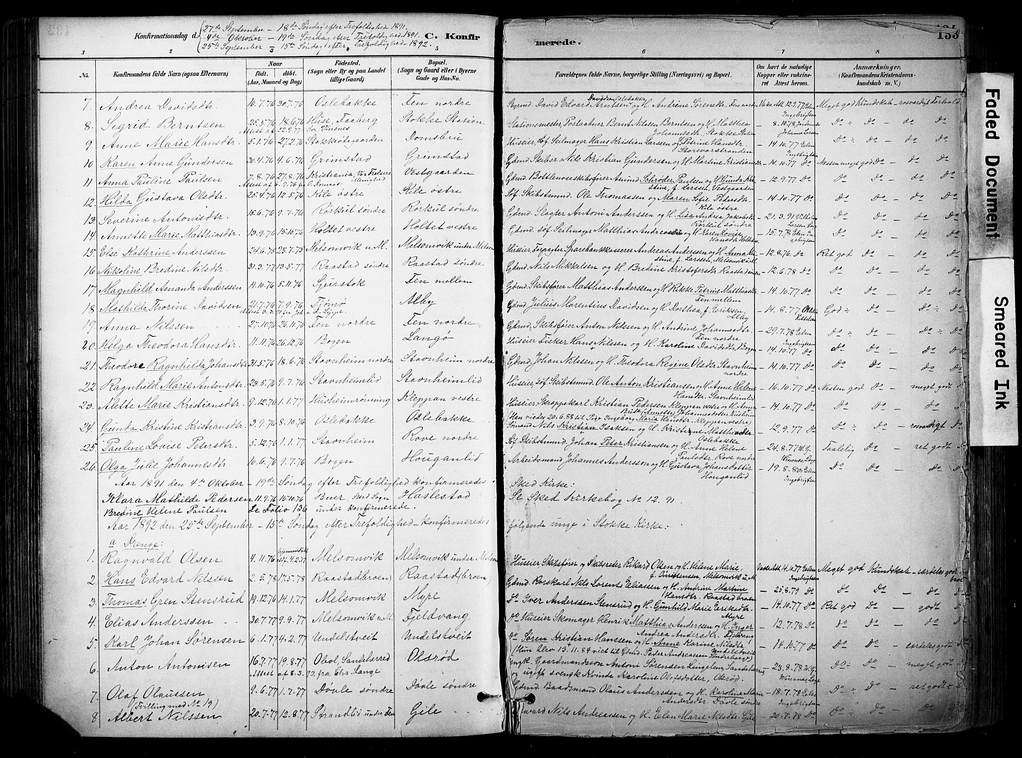 Stokke kirkebøker, AV/SAKO-A-320/F/Fa/L0010: Parish register (official) no. I 10, 1884-1903, p. 133