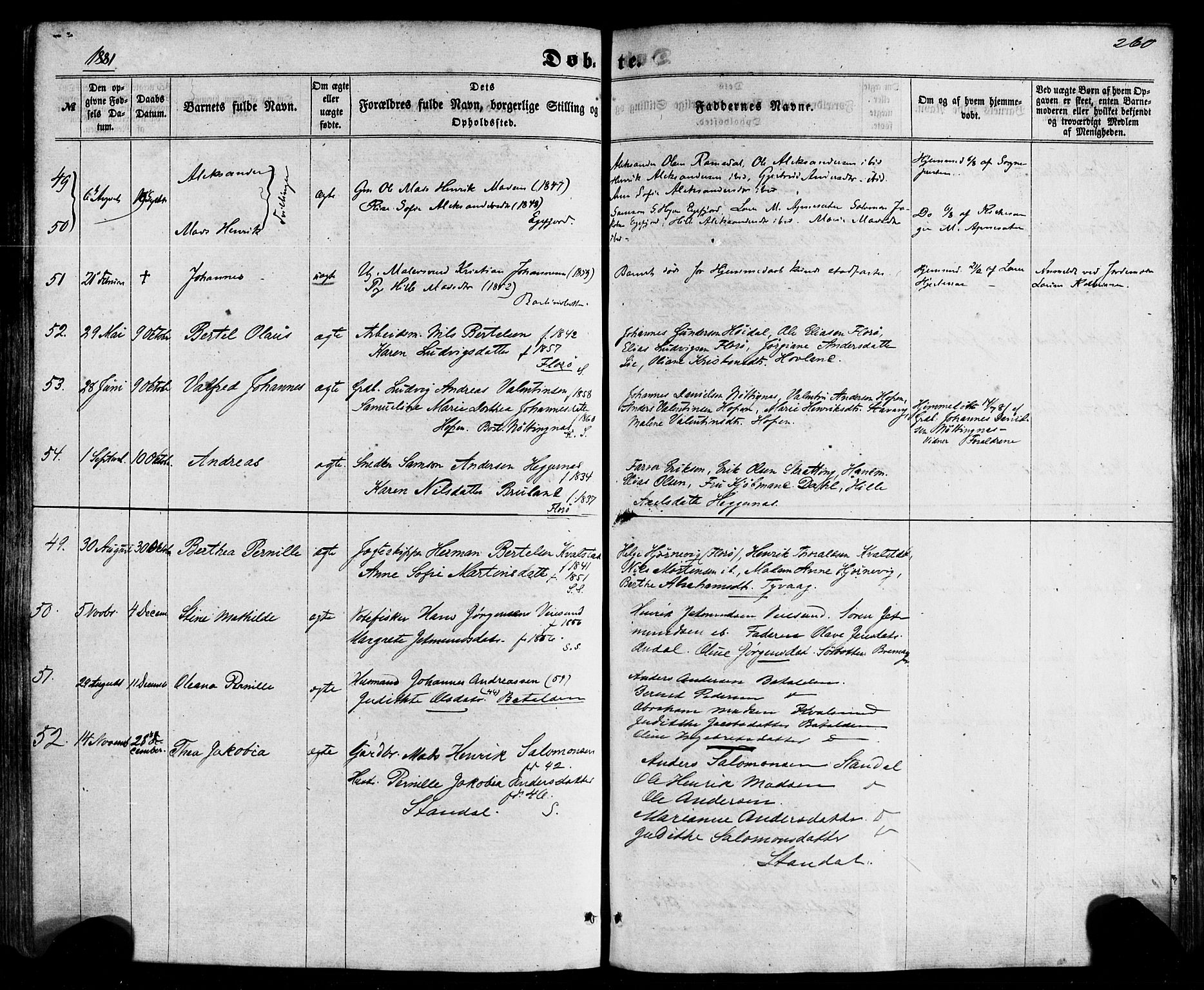 Kinn sokneprestembete, SAB/A-80801/H/Haa/Haaa/L0006: Parish register (official) no. A 6, 1857-1885, p. 260
