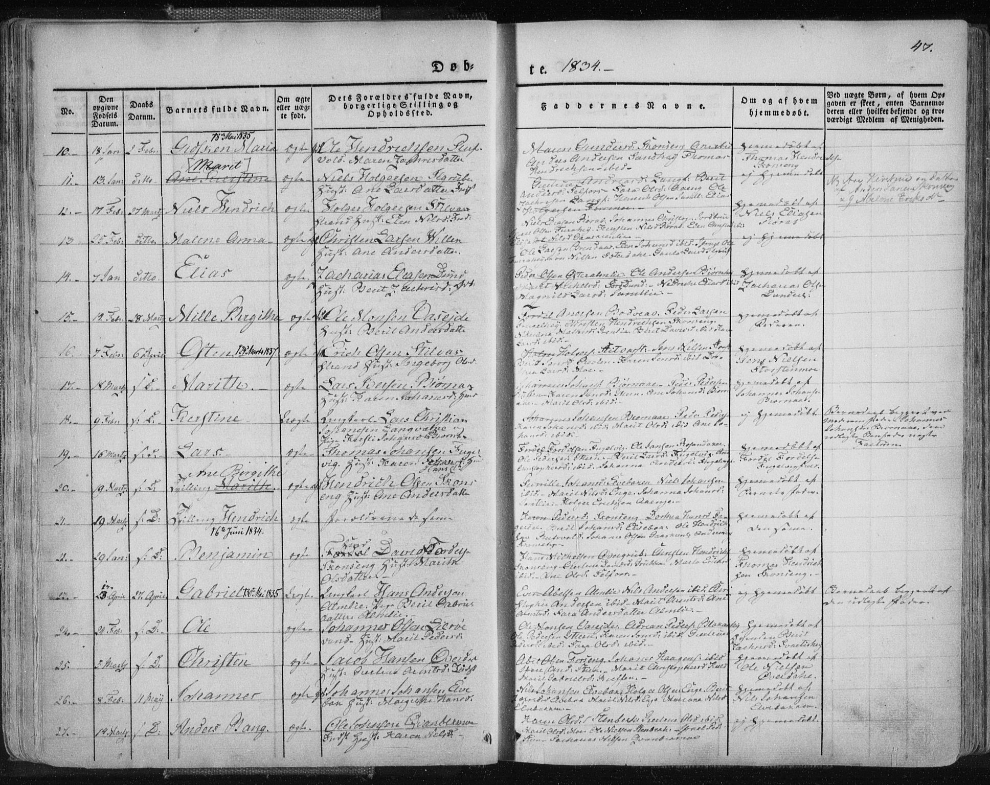 Ministerialprotokoller, klokkerbøker og fødselsregistre - Nordland, AV/SAT-A-1459/827/L0390: Parish register (official) no. 827A02, 1826-1841, p. 47