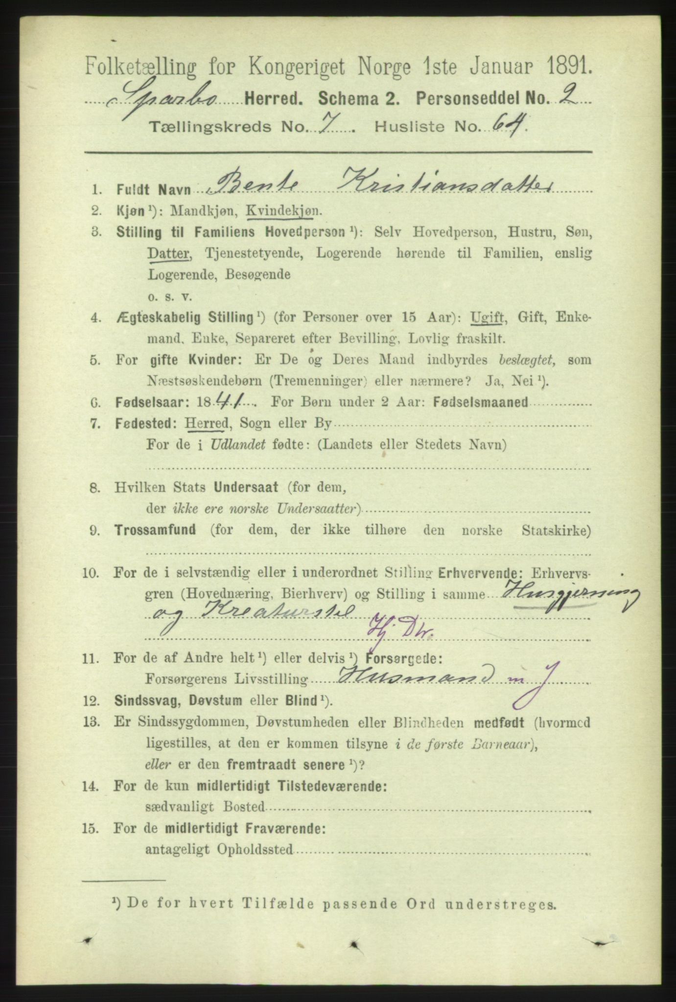 RA, 1891 census for 1731 Sparbu, 1891, p. 2739