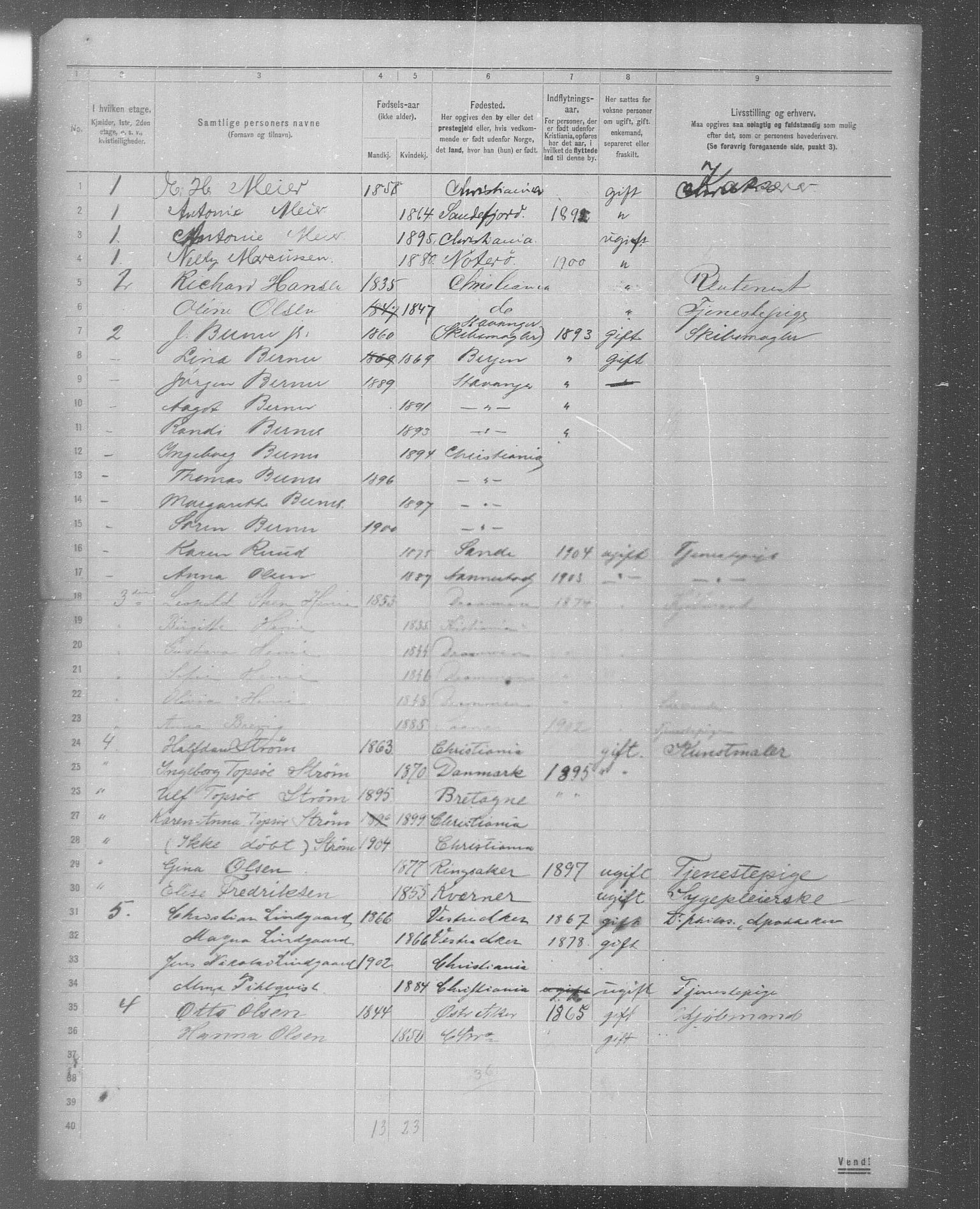 OBA, Municipal Census 1904 for Kristiania, 1904, p. 6039