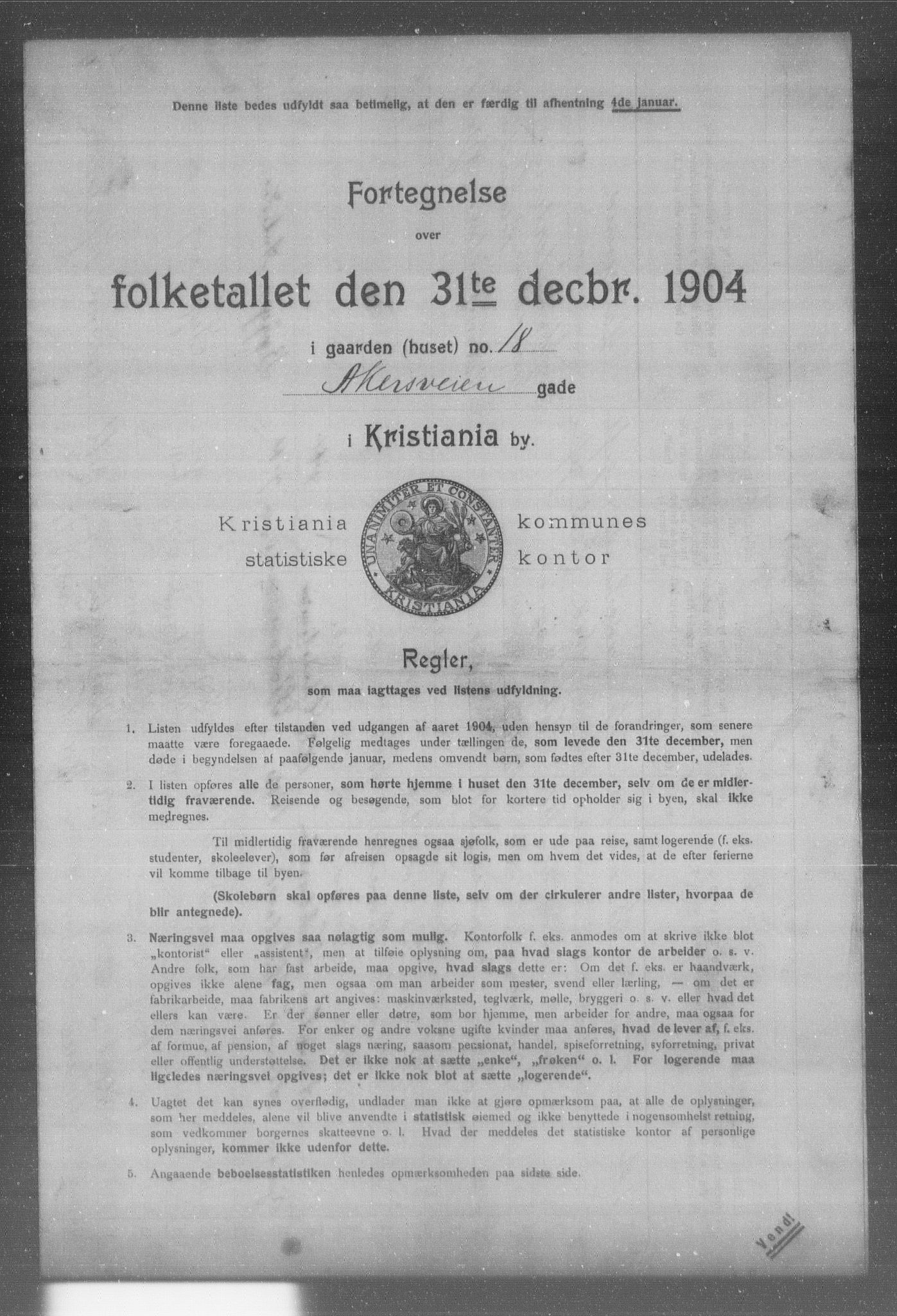 OBA, Municipal Census 1904 for Kristiania, 1904, p. 352