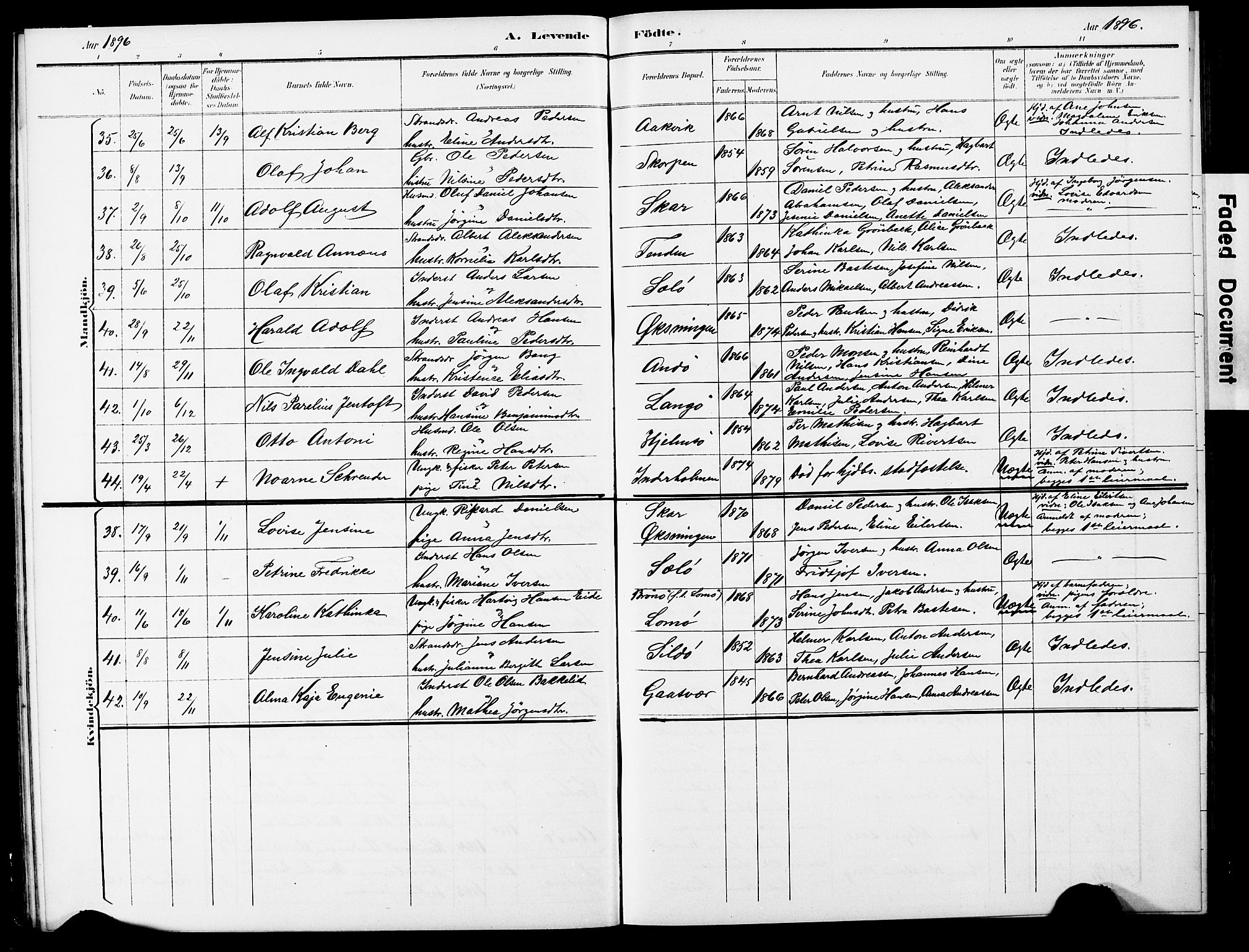 Ministerialprotokoller, klokkerbøker og fødselsregistre - Nordland, AV/SAT-A-1459/834/L0514: Parish register (copy) no. 834C05, 1893-1901