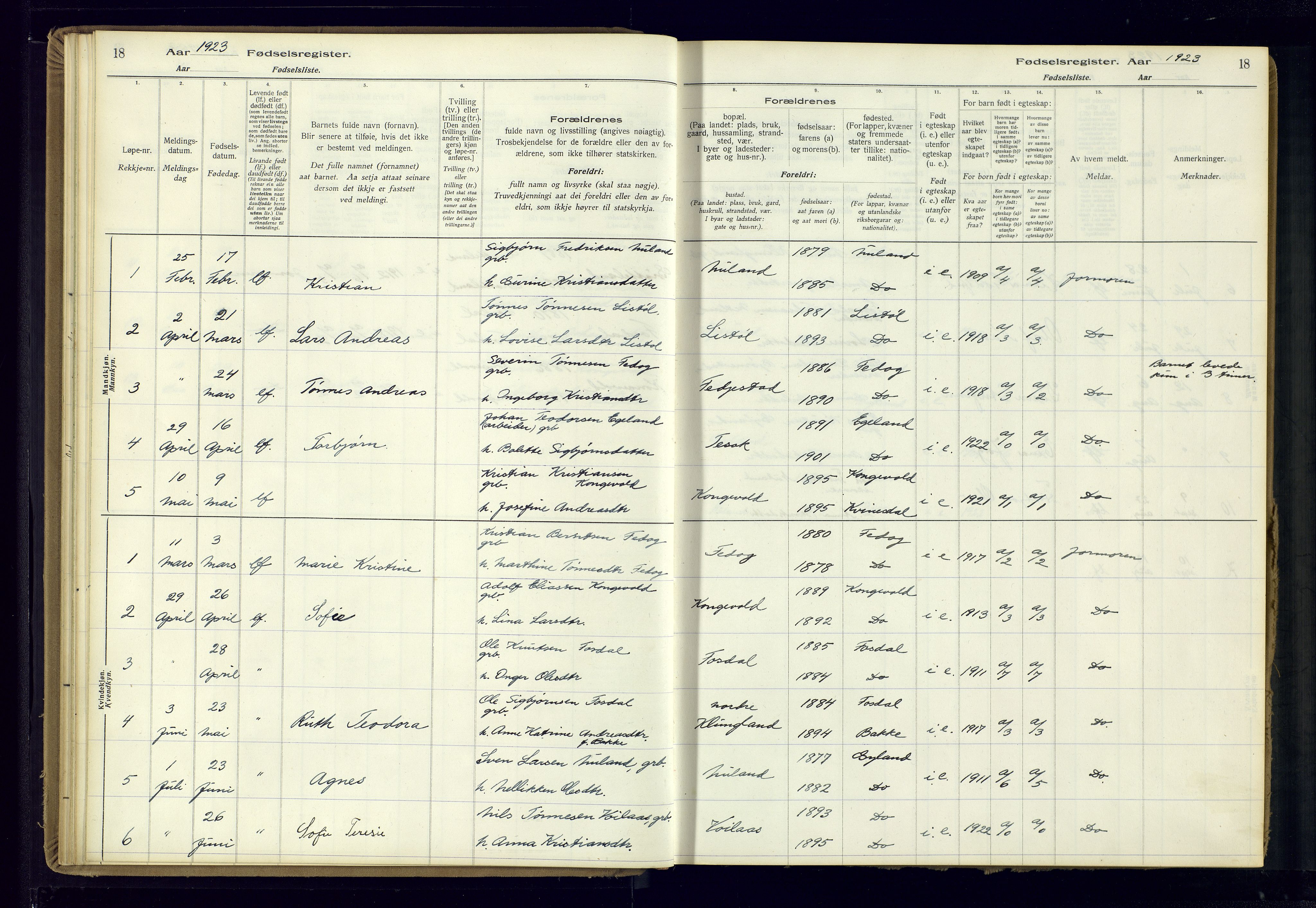 Bakke sokneprestkontor, AV/SAK-1111-0002/J/Ja/L0002: Birth register no. A-VI-19, 1916-1982, p. 18