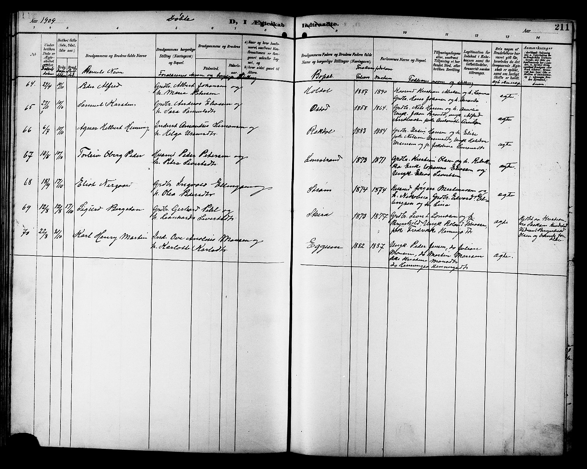 Ministerialprotokoller, klokkerbøker og fødselsregistre - Nordland, AV/SAT-A-1459/880/L1141: Parish register (copy) no. 880C03, 1893-1928, p. 211