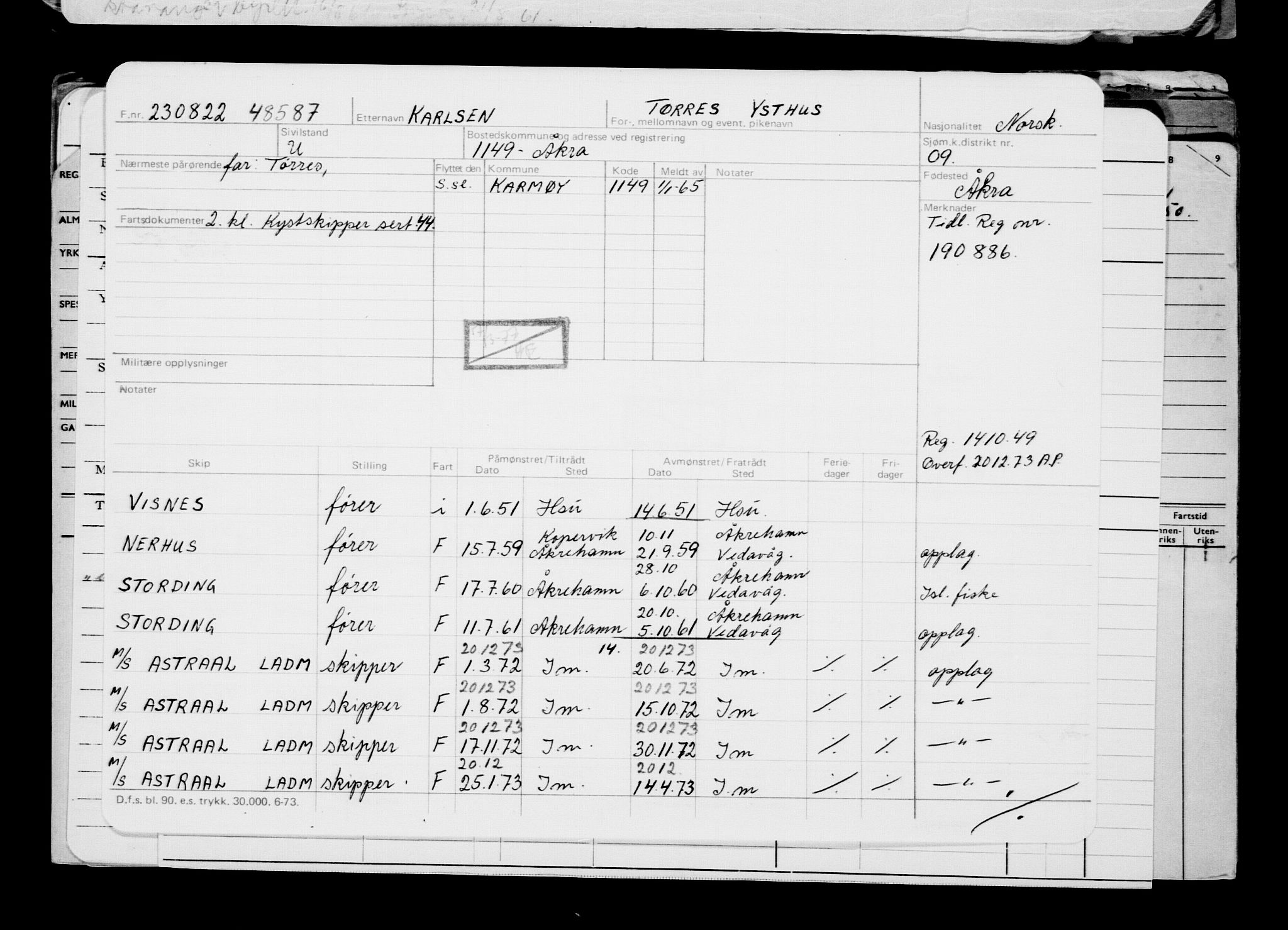 Direktoratet for sjømenn, AV/RA-S-3545/G/Gb/L0210: Hovedkort, 1922, p. 49