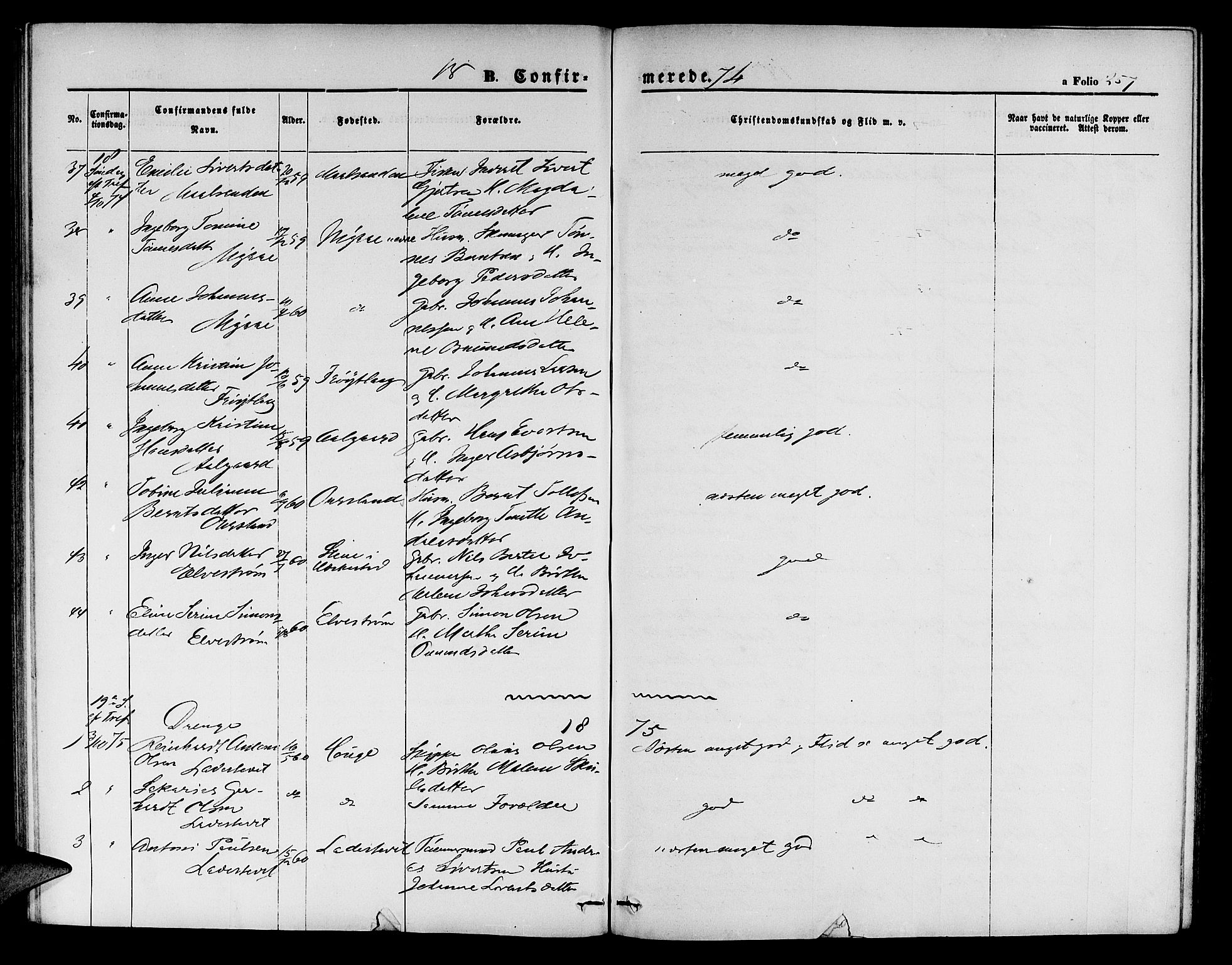 Sokndal sokneprestkontor, SAST/A-101808: Parish register (copy) no. B 3, 1865-1879, p. 257