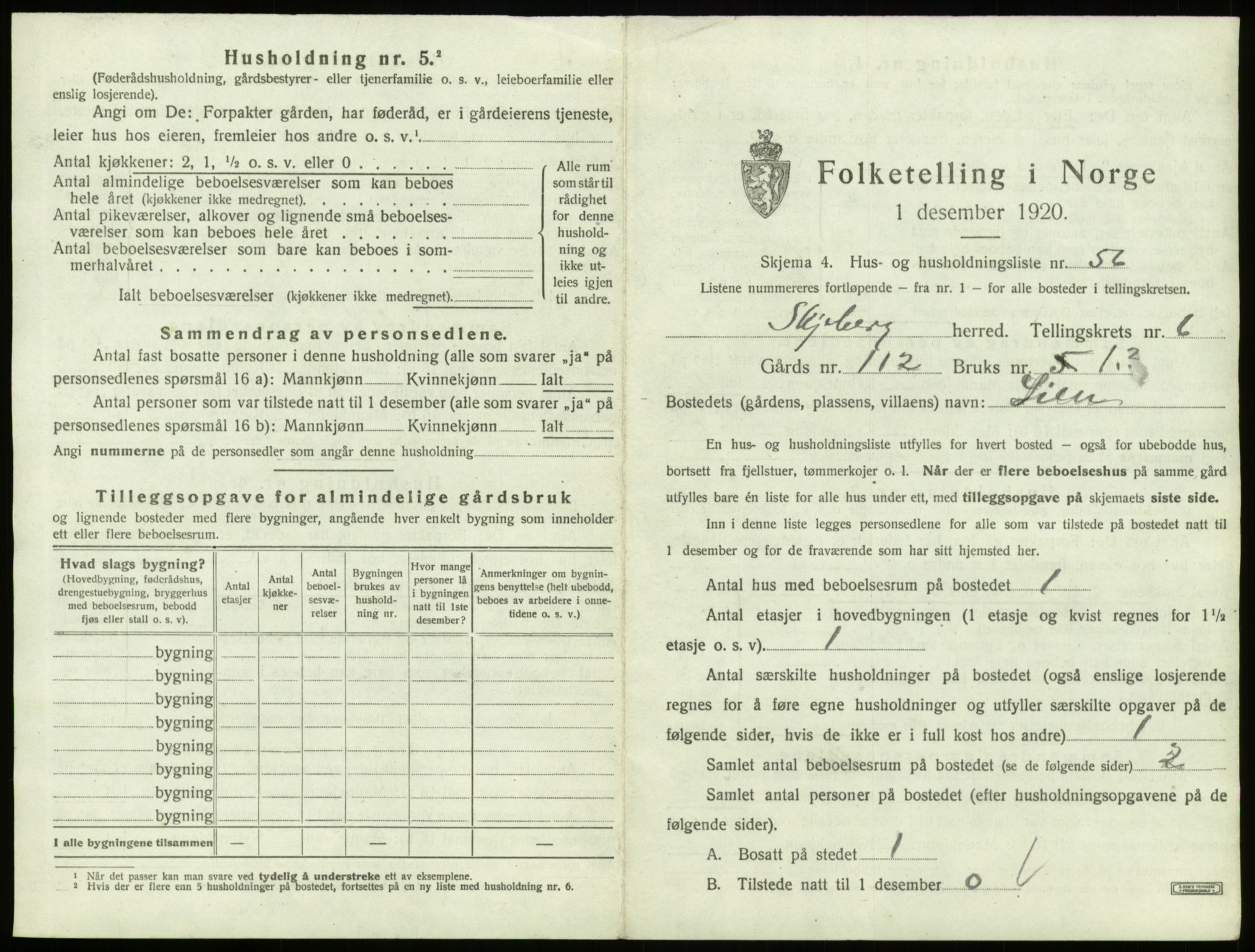 SAO, 1920 census for Skjeberg, 1920, p. 888