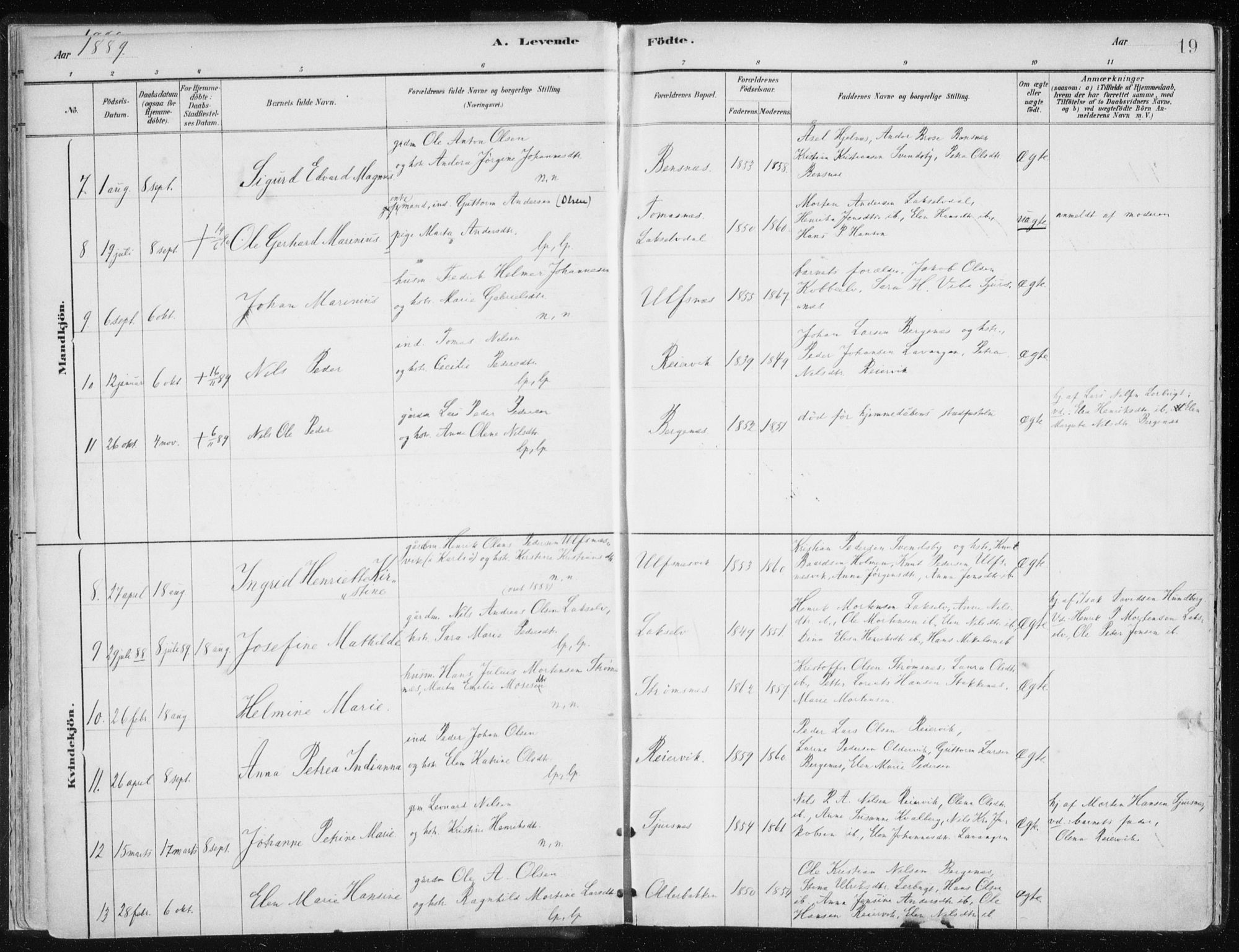 Lyngen sokneprestembete, AV/SATØ-S-1289/H/He/Hea/L0010kirke: Parish register (official) no. 10, 1883-1904, p. 19