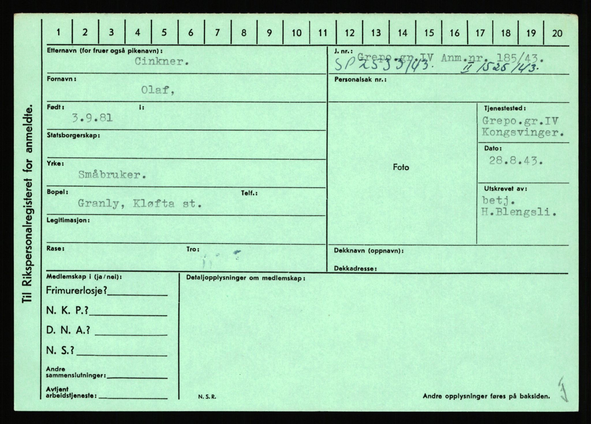 Statspolitiet - Hovedkontoret / Osloavdelingen, AV/RA-S-1329/C/Ca/L0003: Brechan - Eichinger	, 1943-1945, p. 2160