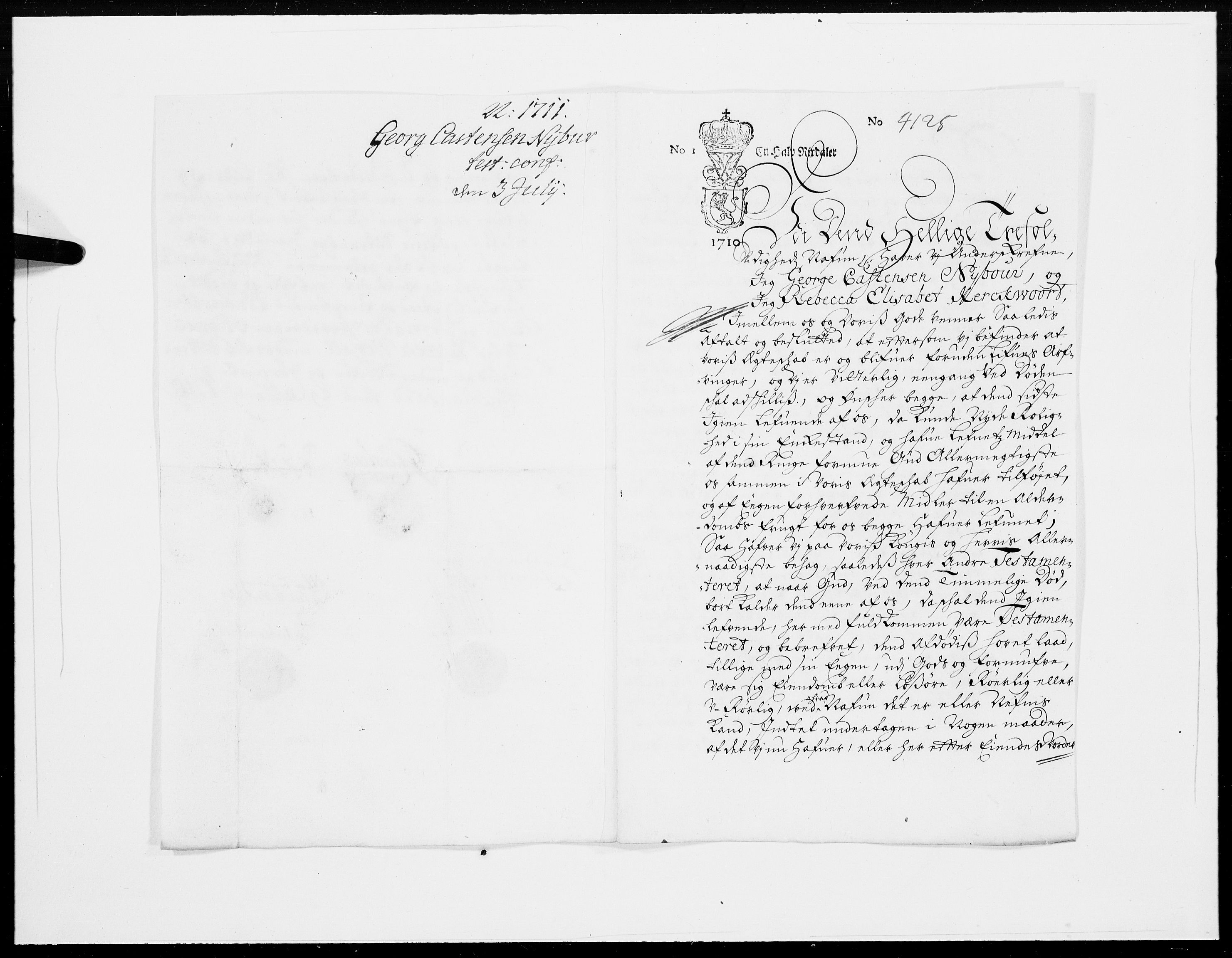 Danske Kanselli 1572-1799, AV/RA-EA-3023/F/Fc/Fcc/Fcca/L0070: Norske innlegg 1572-1799, 1711, p. 357