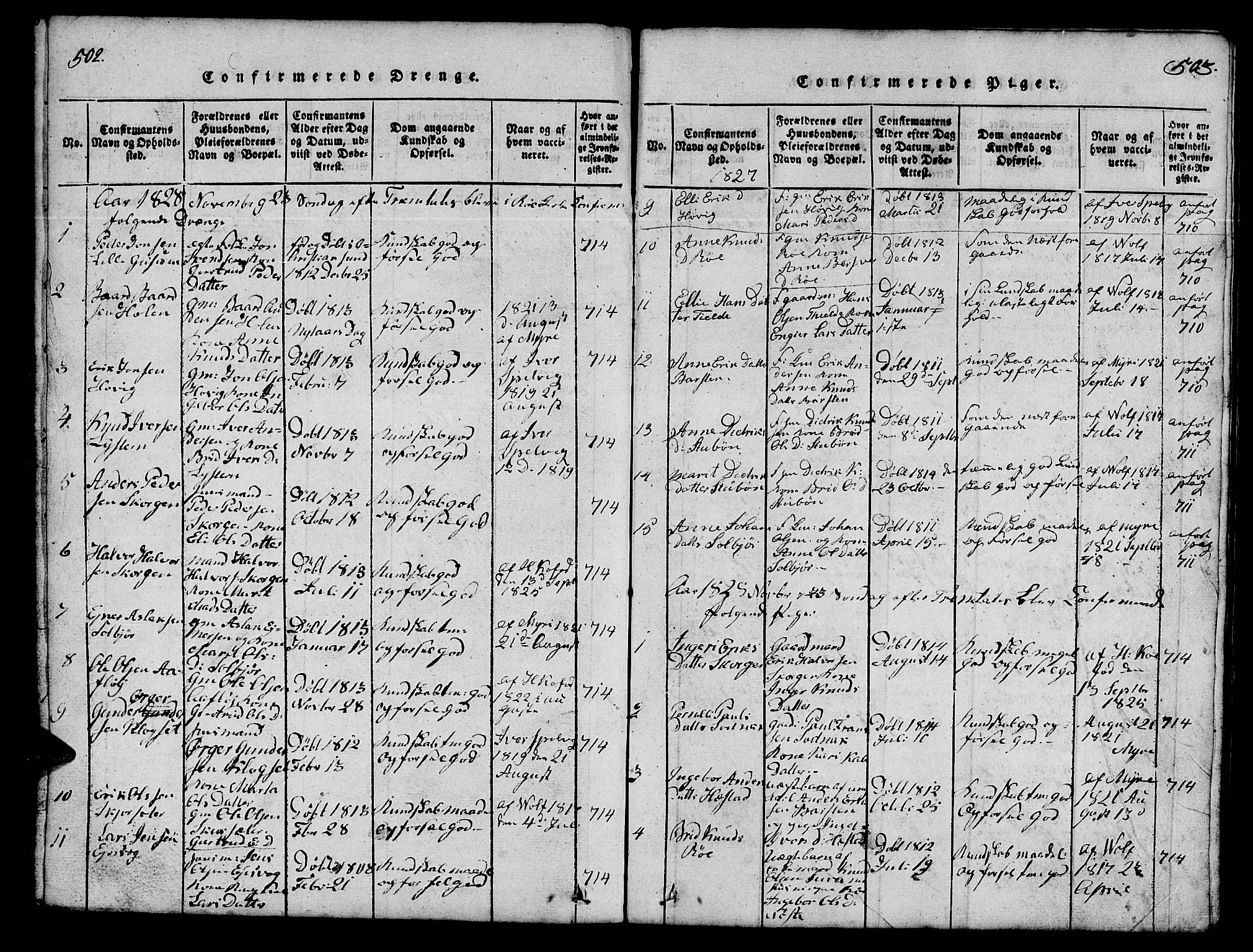 Ministerialprotokoller, klokkerbøker og fødselsregistre - Møre og Romsdal, SAT/A-1454/551/L0629: Parish register (copy) no. 551C01, 1818-1839, p. 502-503