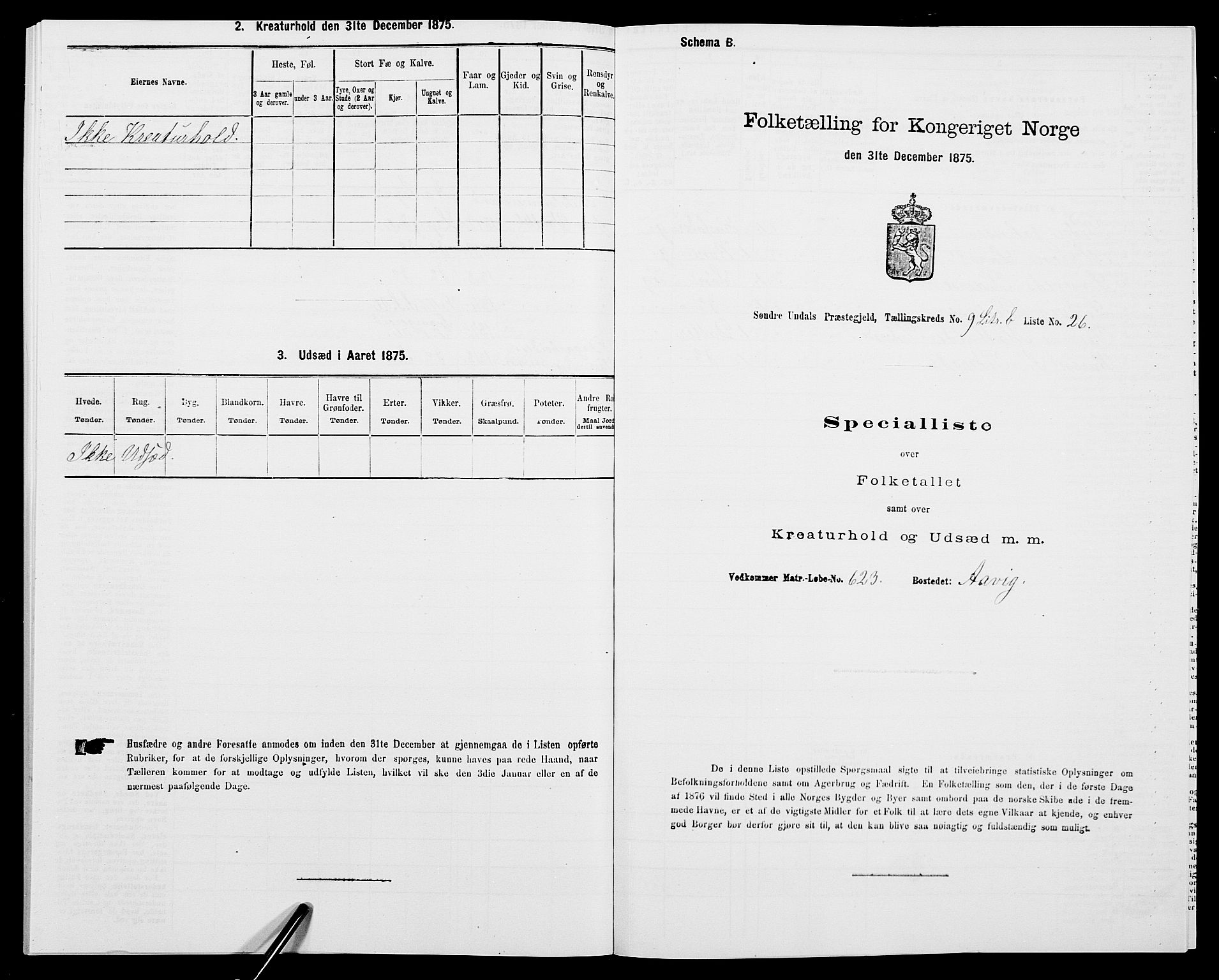 SAK, 1875 census for 1029P Sør-Audnedal, 1875, p. 1361