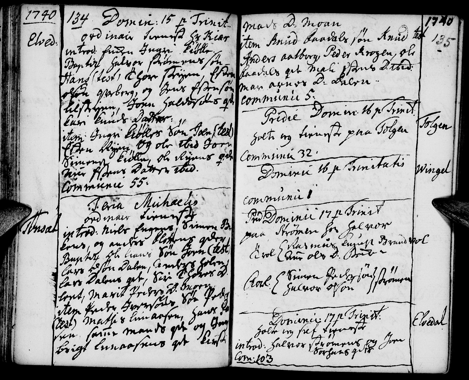 Tynset prestekontor, SAH/PREST-058/H/Ha/Haa/L0002: Parish register (official) no. 2, 1737-1767, p. 134-135
