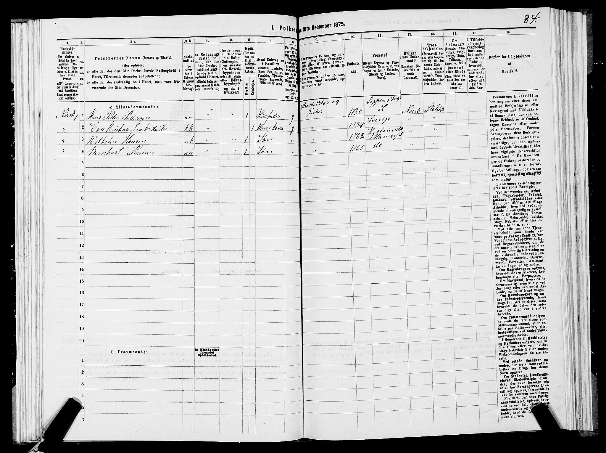 SATØ, 1875 census for 2016L Hammerfest/Hammerfest og Kvalsund, 1875, p. 2084