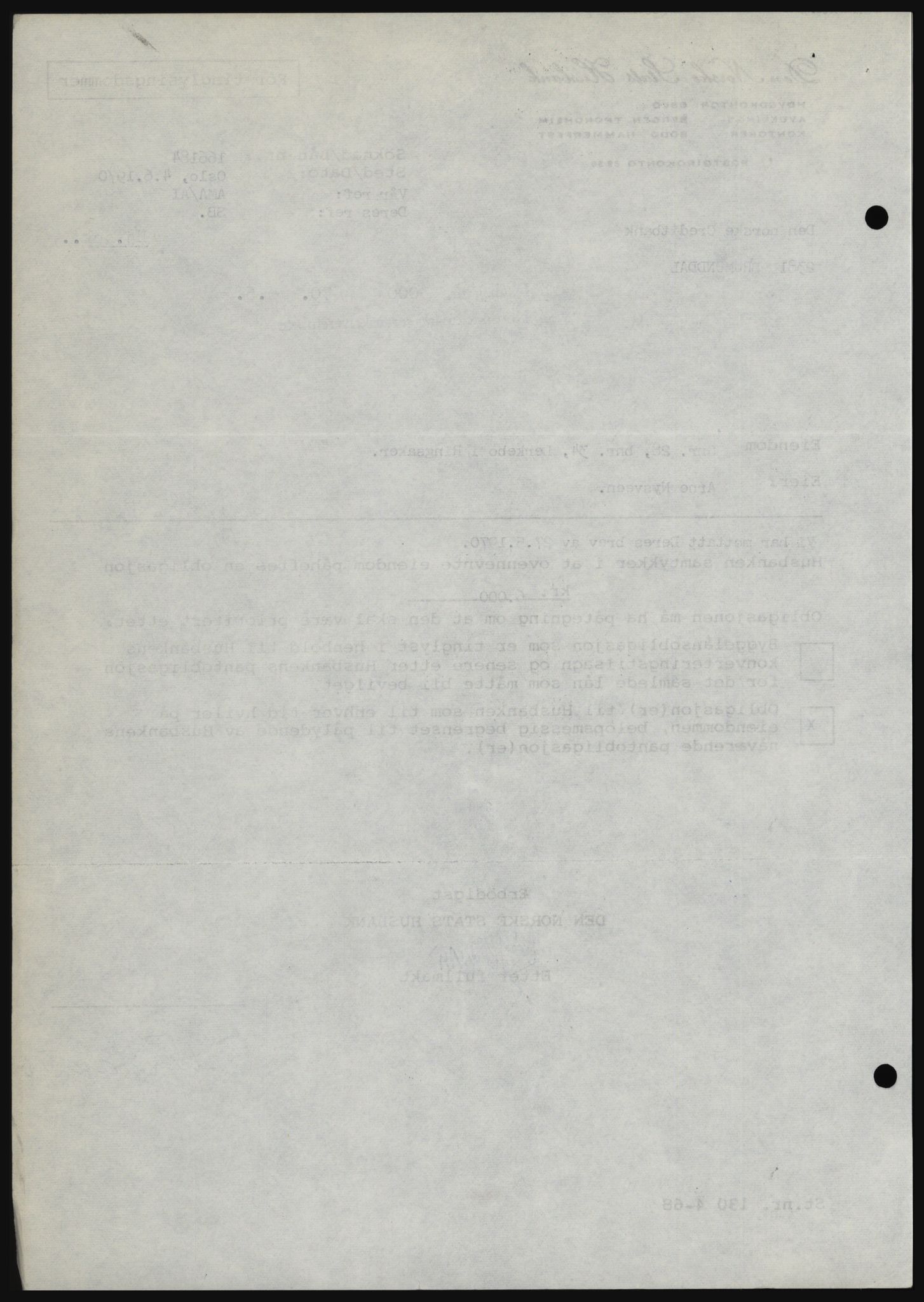 Nord-Hedmark sorenskriveri, SAH/TING-012/H/Hc/L0033: Mortgage book no. 33, 1970-1970, Diary no: : 3000/1970