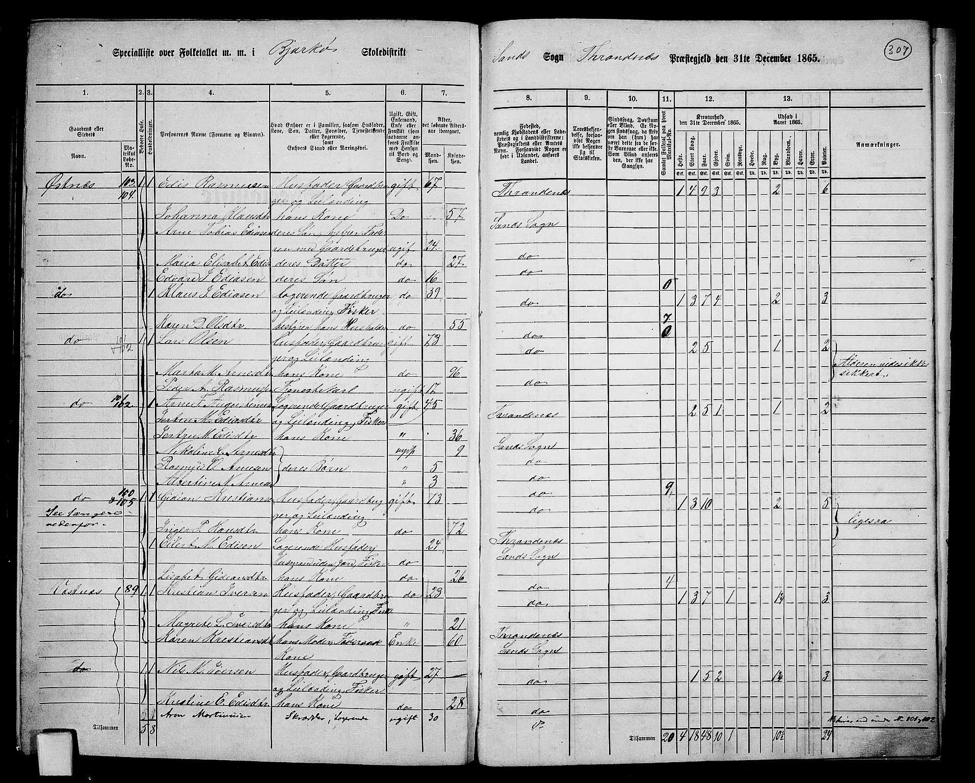 RA, 1865 census for Trondenes, 1865, p. 187