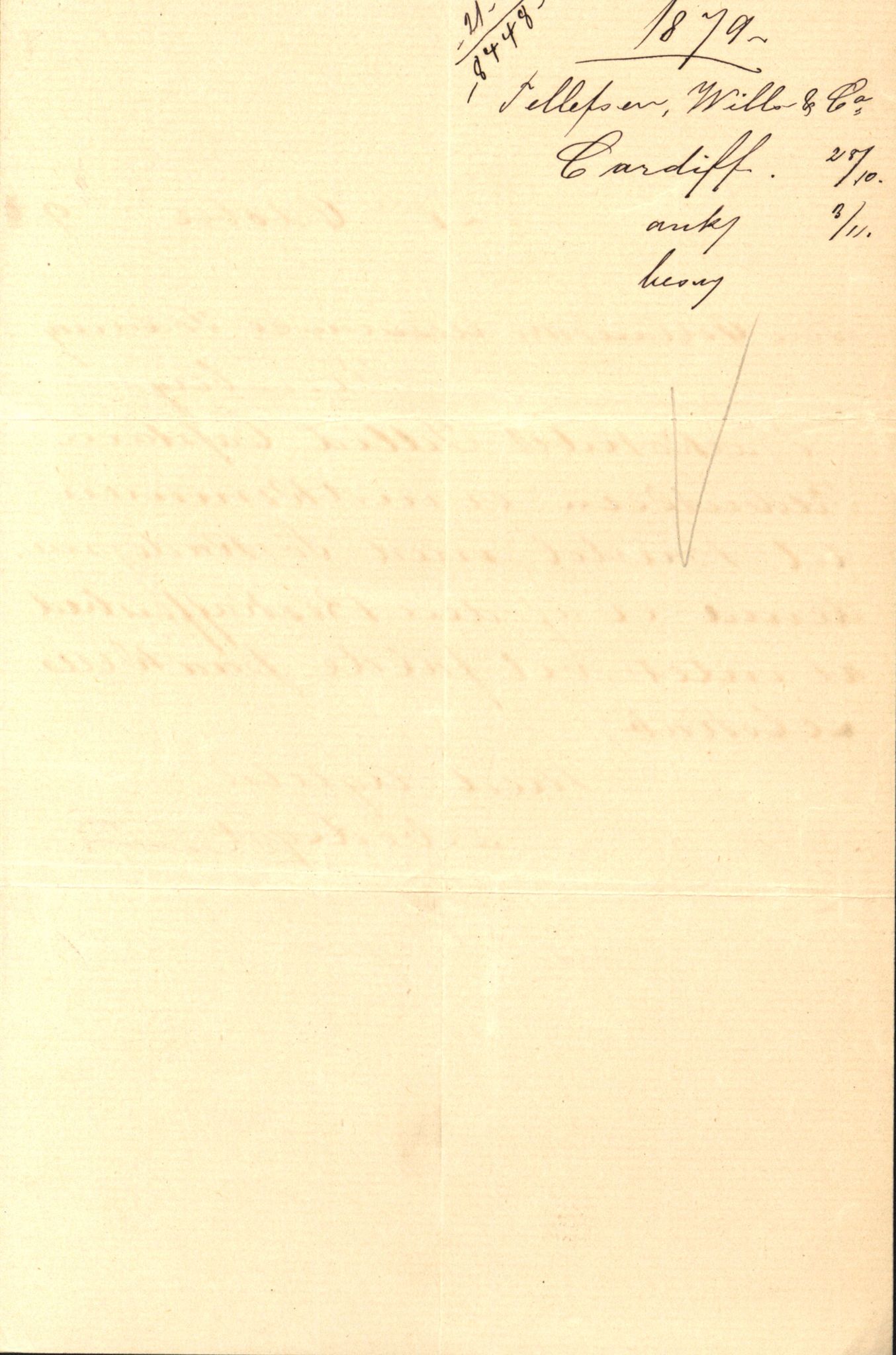 Pa 63 - Østlandske skibsassuranceforening, VEMU/A-1079/G/Ga/L0011/0001: Havaridokumenter / Tillid, 1879