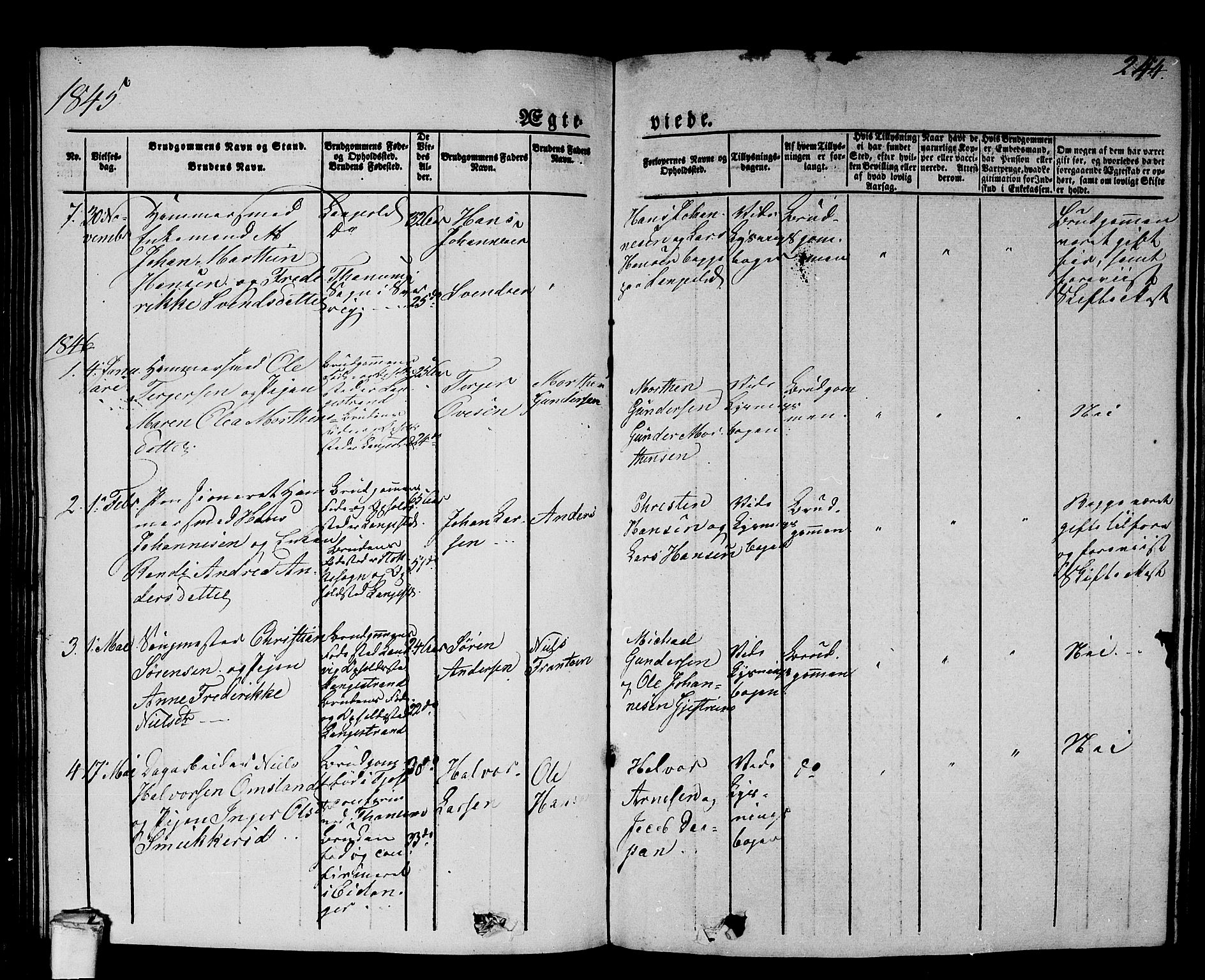 Larvik kirkebøker, SAKO/A-352/G/Gb/L0002: Parish register (copy) no. II 2, 1843-1866, p. 244