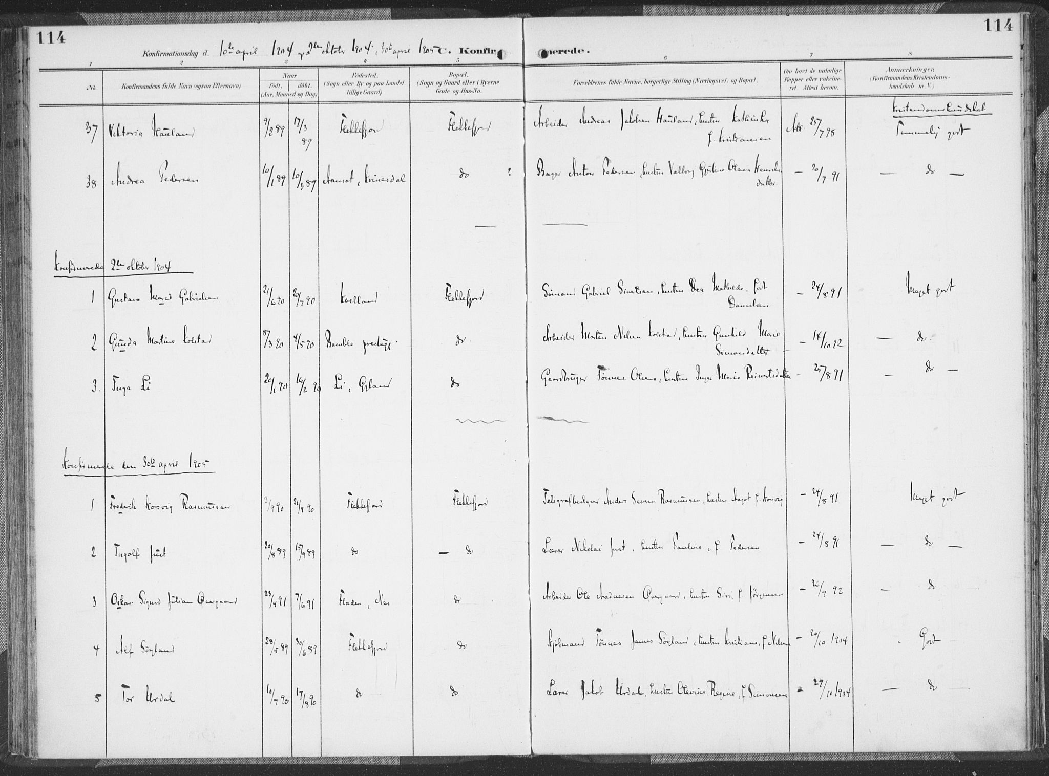 Flekkefjord sokneprestkontor, AV/SAK-1111-0012/F/Fa/Faa/L0002: Parish register (official) no. A 2, 1900-1912, p. 114