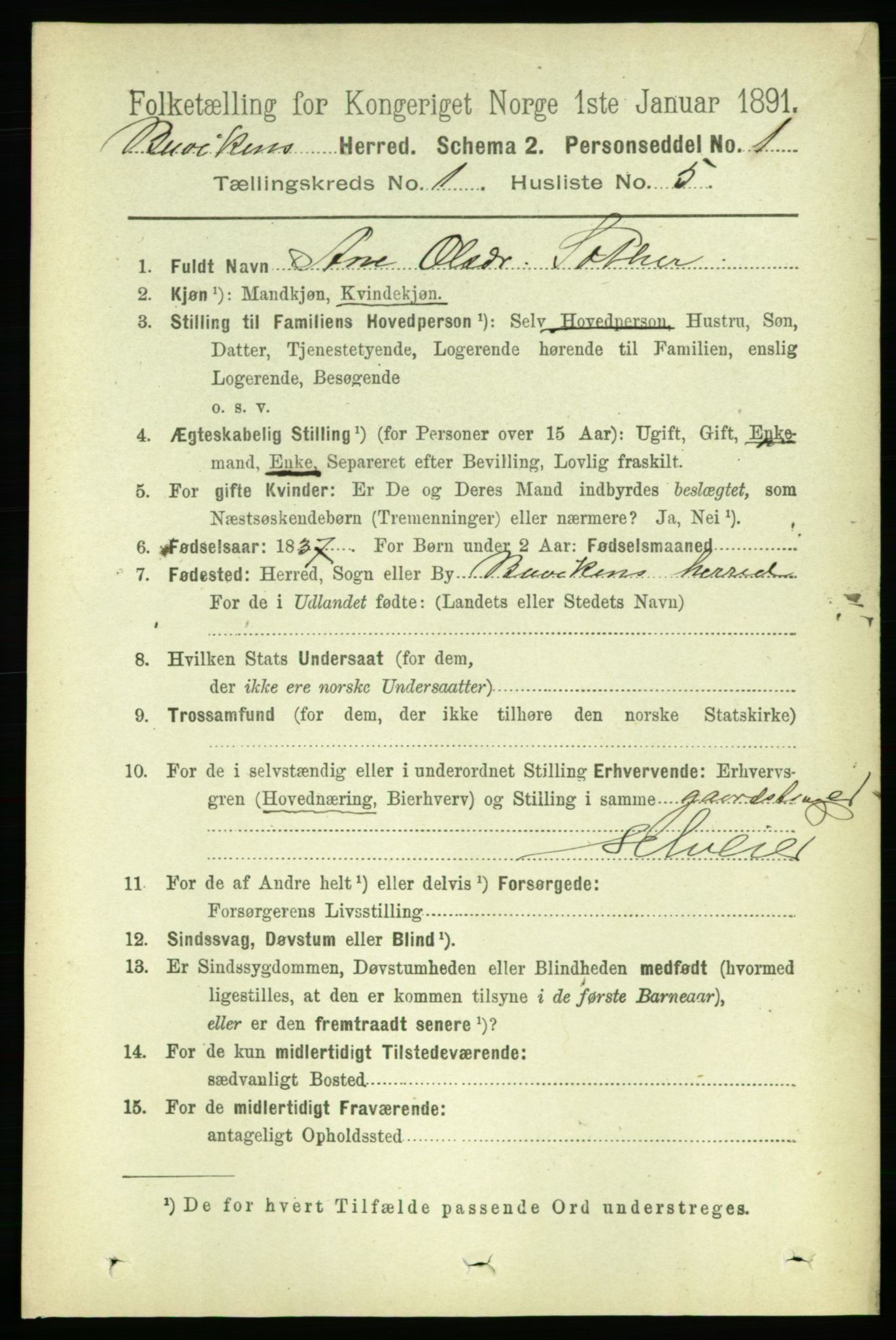 RA, 1891 census for 1656 Buvik, 1891, p. 122