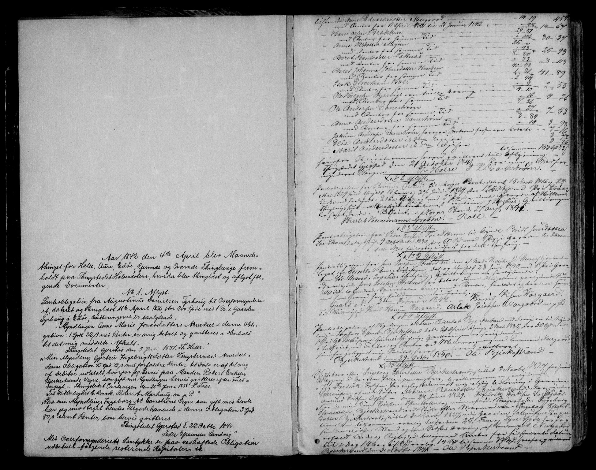 Nordmøre sorenskriveri, SAT/A-4132/1/2/2Ca/L0018: Mortgage book no. 11b, 1842-1845, p. 454