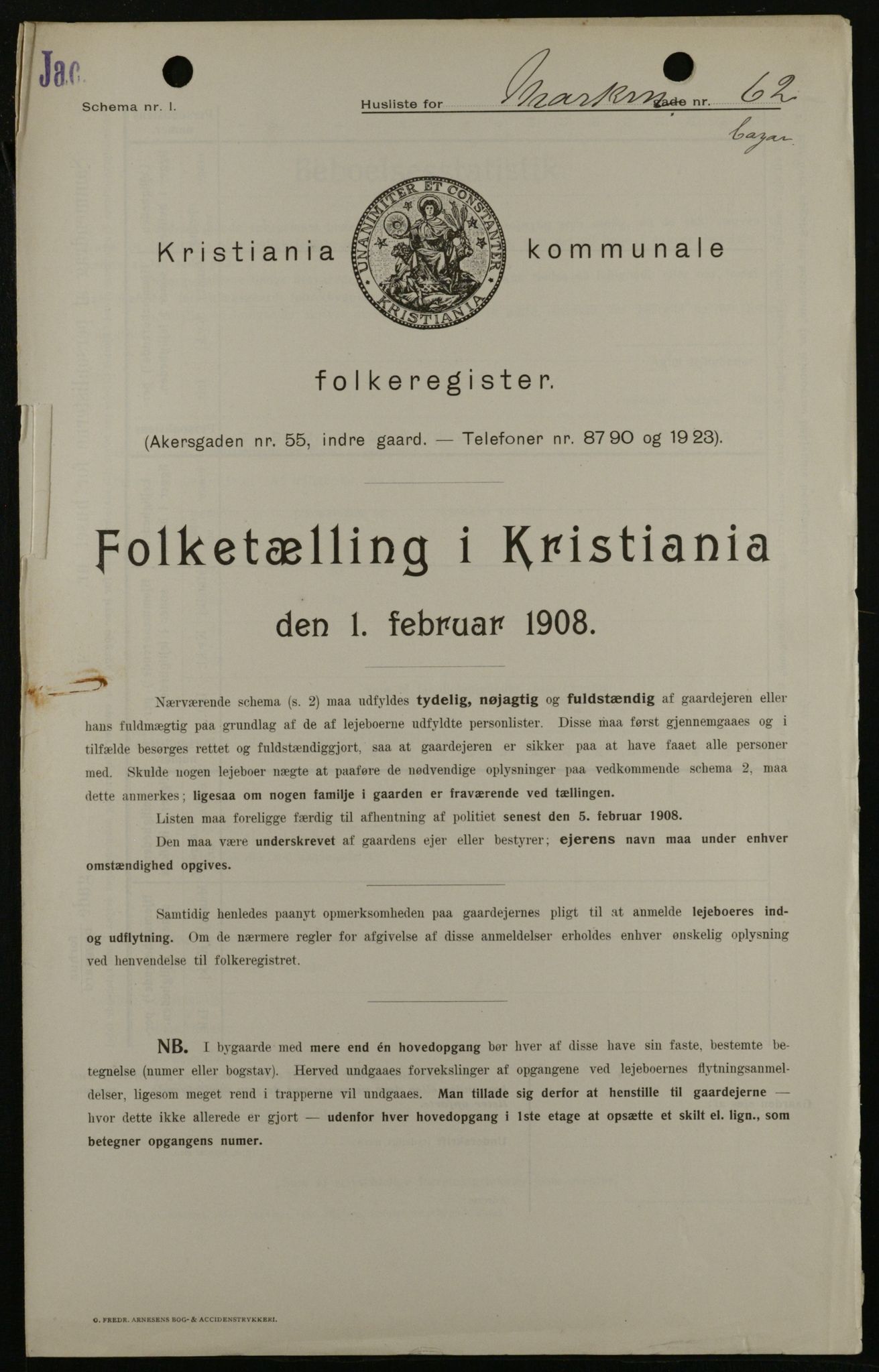 OBA, Municipal Census 1908 for Kristiania, 1908, p. 57783