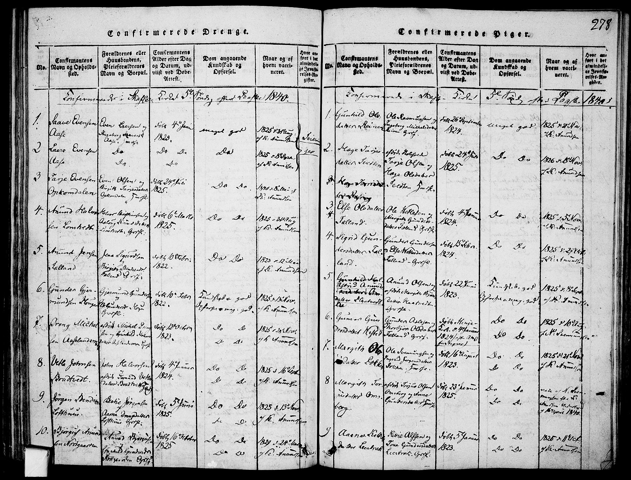 Mo kirkebøker, SAKO/A-286/F/Fa/L0004: Parish register (official) no. I 4, 1814-1844, p. 278