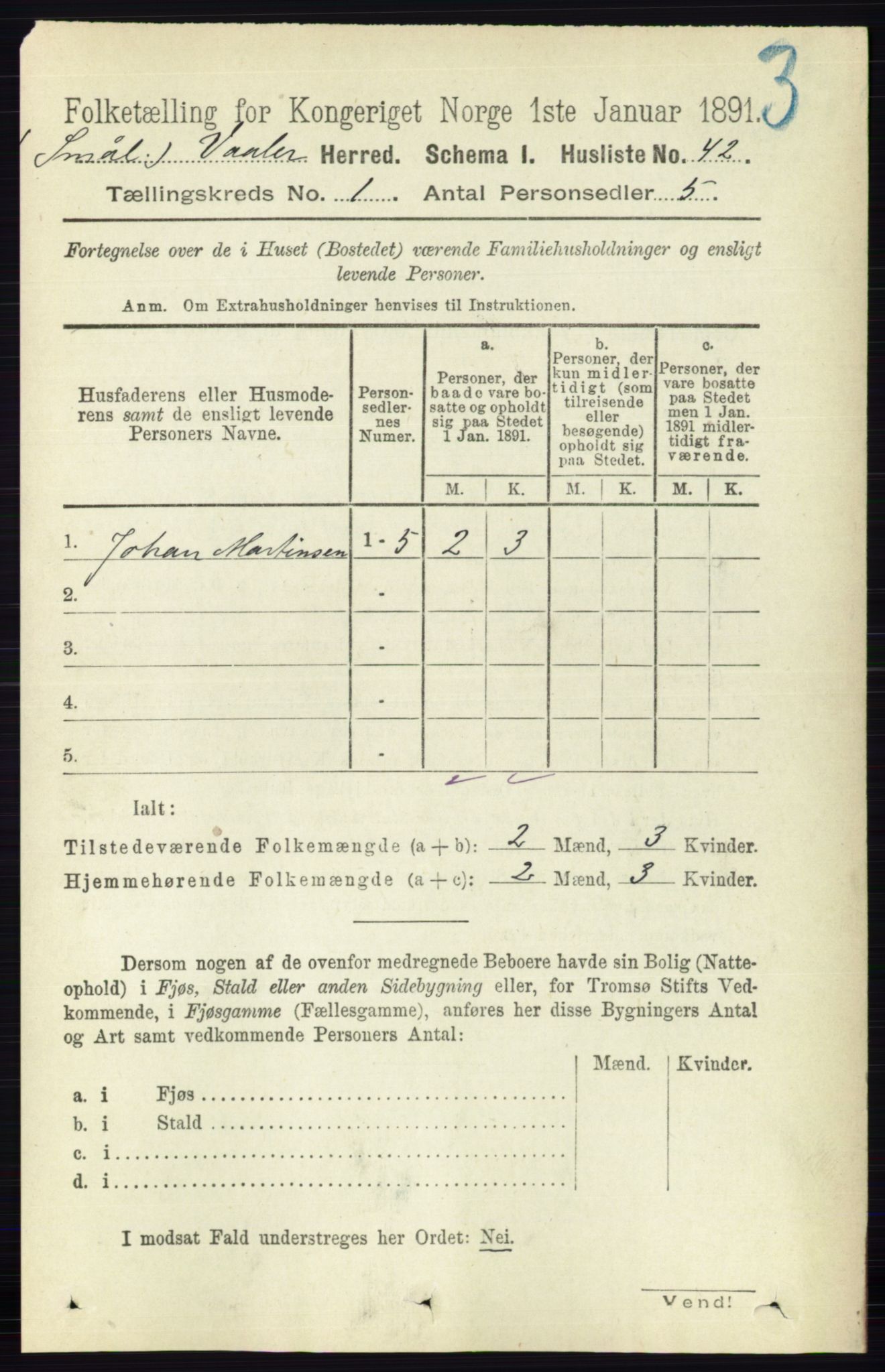 RA, 1891 census for 0137 Våler, 1891, p. 63