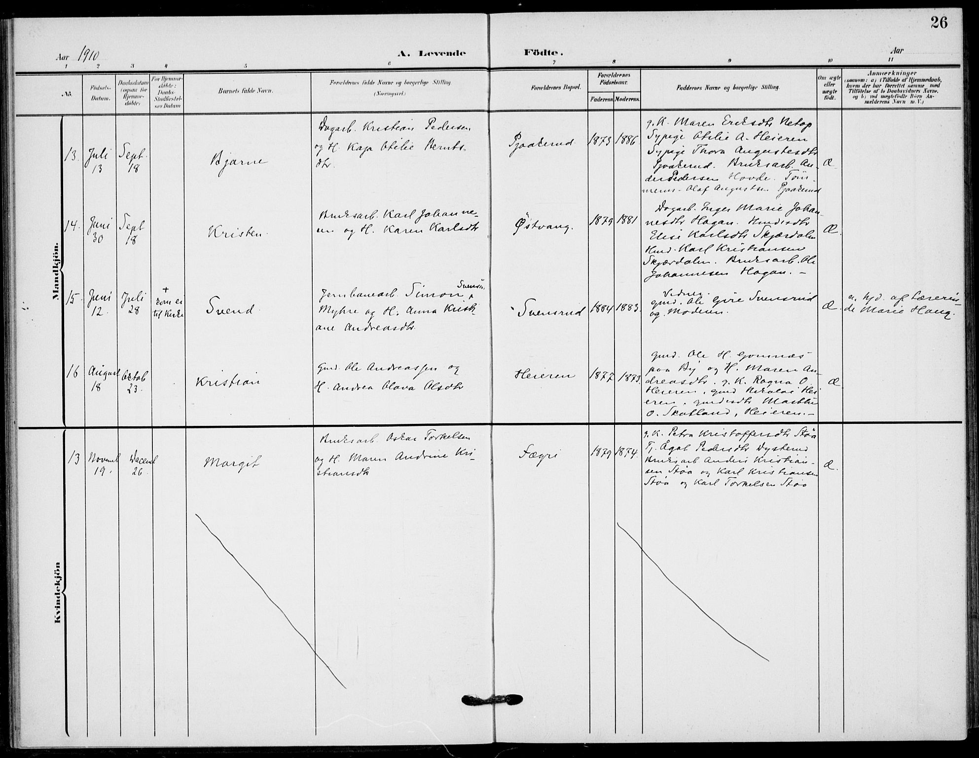 Hole kirkebøker, SAKO/A-228/F/Fb/L0003: Parish register (official) no. II 3, 1906-1916, p. 26