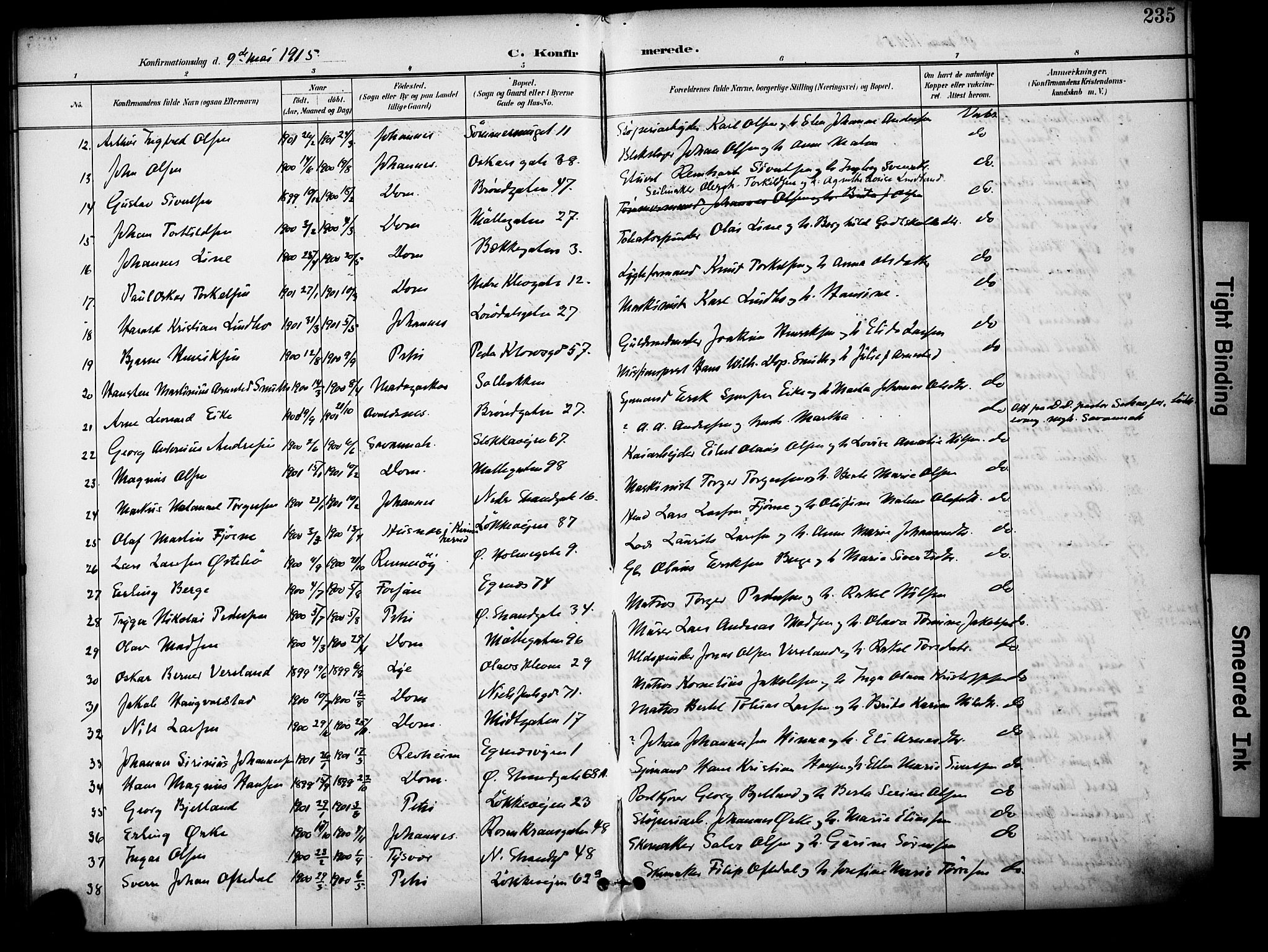 Domkirken sokneprestkontor, SAST/A-101812/001/30/30BA/L0031: Parish register (official) no. A 30, 1896-1916, p. 235