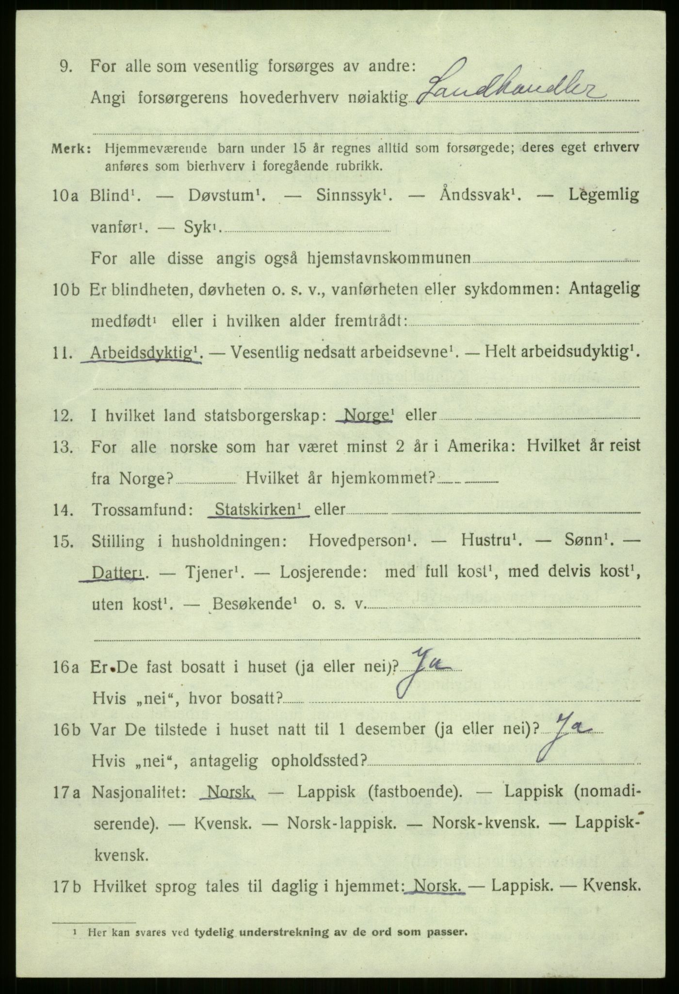 SATØ, 1920 census for Bjarkøy, 1920, p. 1258