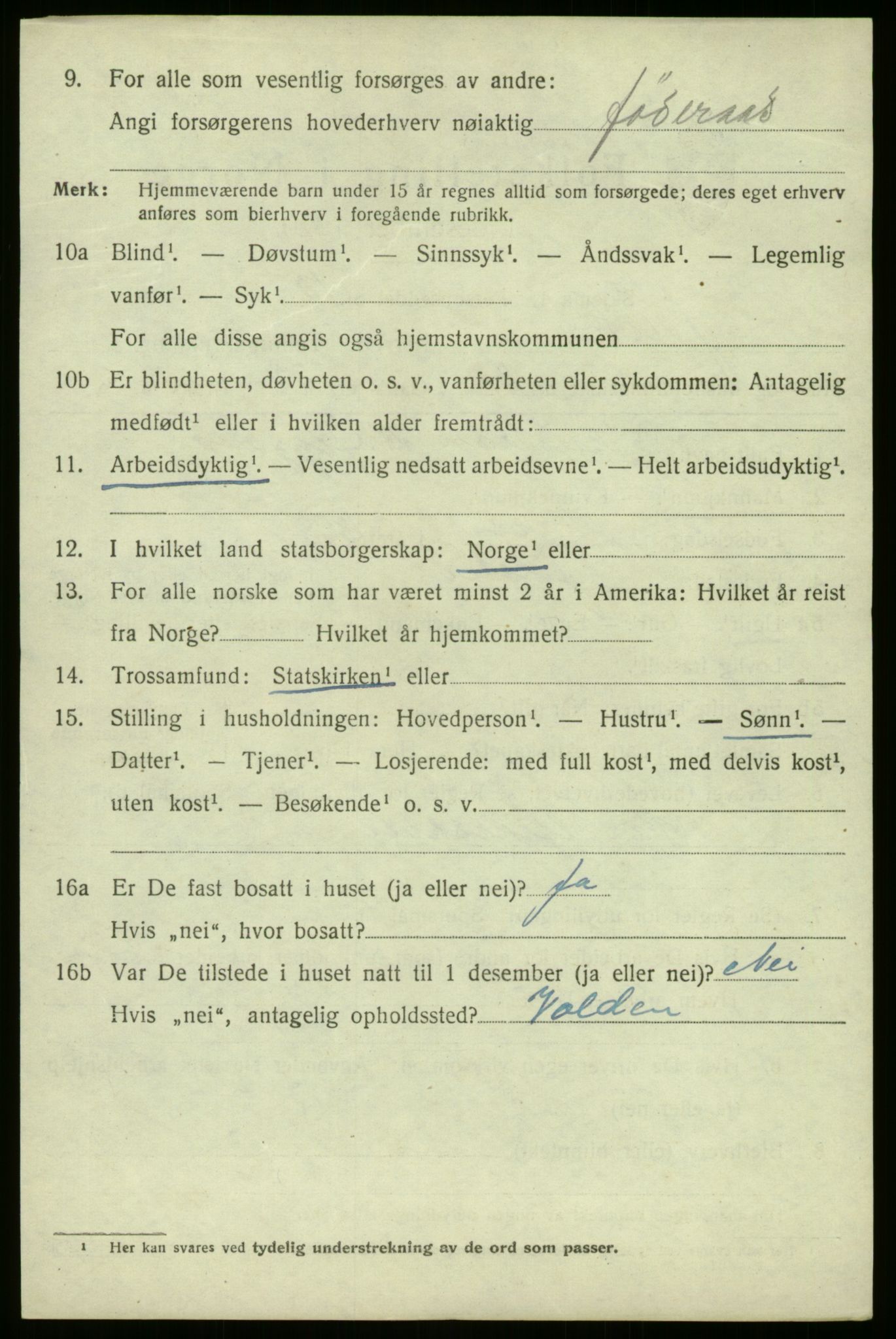 SAB, 1920 census for Jølster, 1920, p. 3577