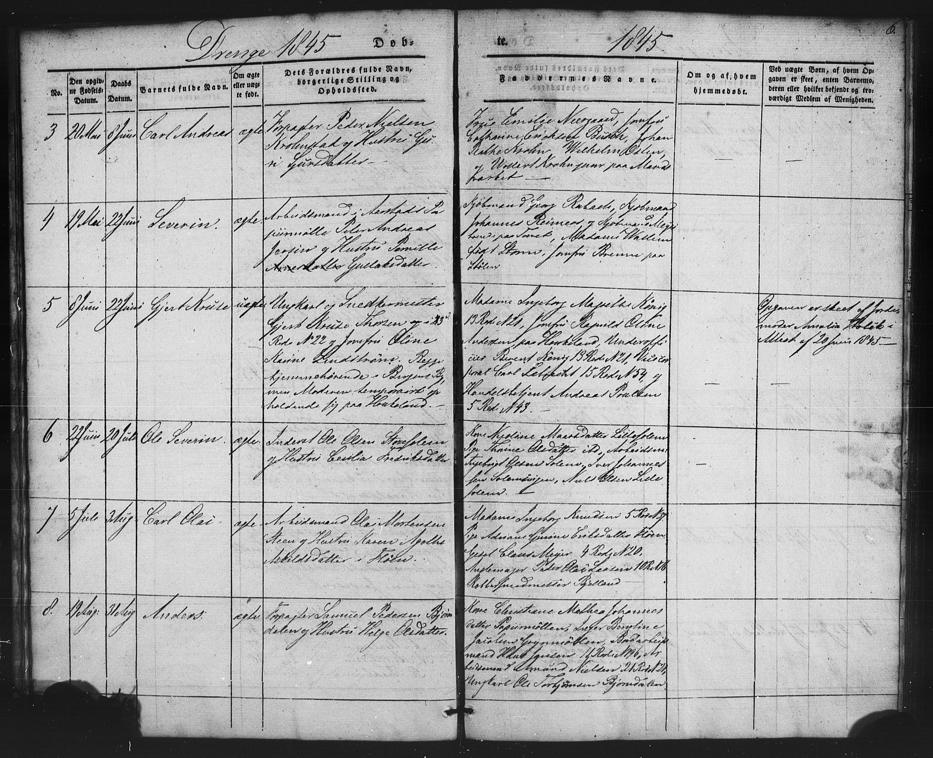 St. Jørgens hospital og Årstad sokneprestembete, AV/SAB-A-99934: Parish register (copy) no. A 2, 1843-1863, p. 6