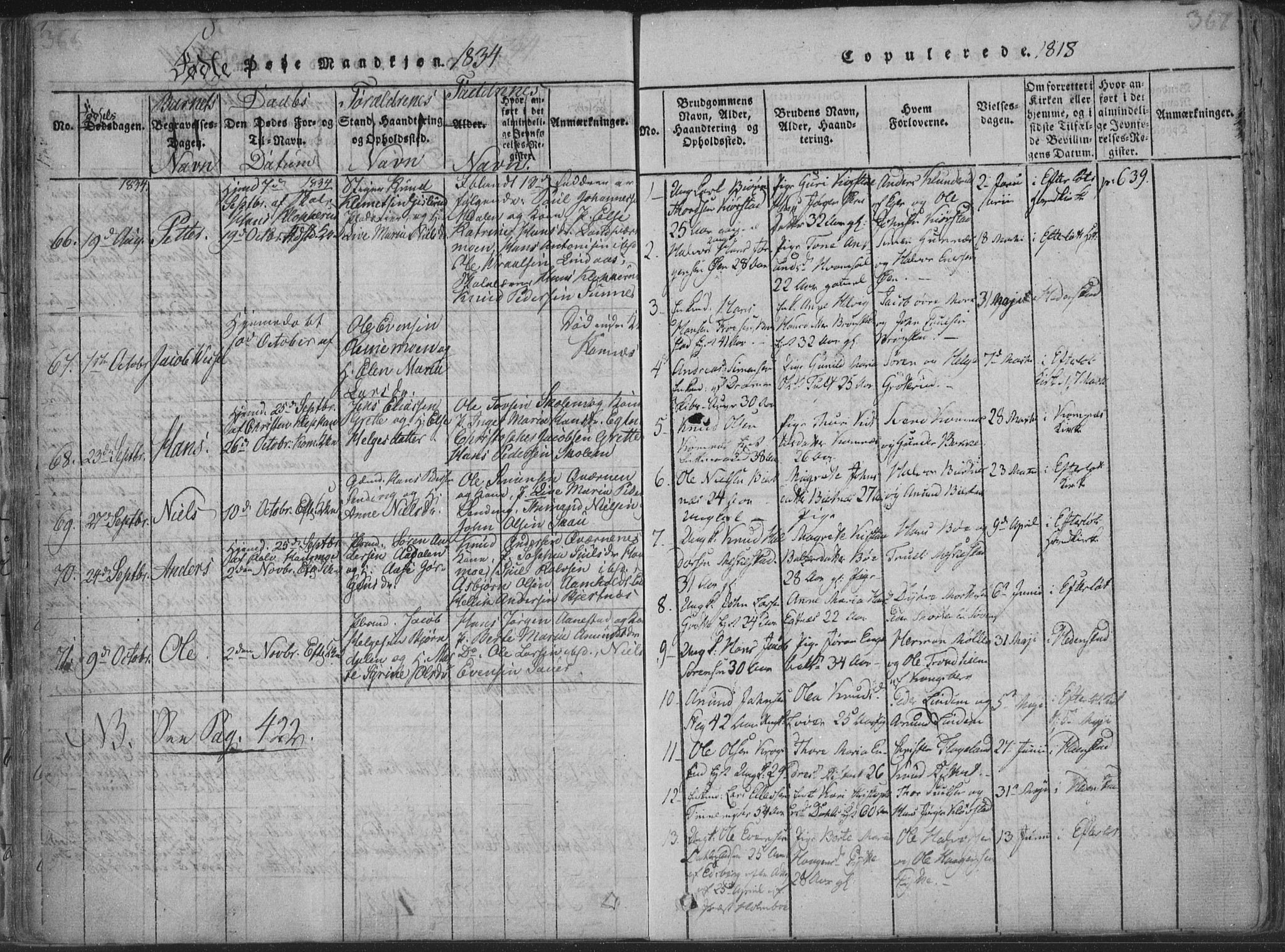 Sandsvær kirkebøker, SAKO/A-244/F/Fa/L0004: Parish register (official) no. I 4, 1817-1839, p. 366-367
