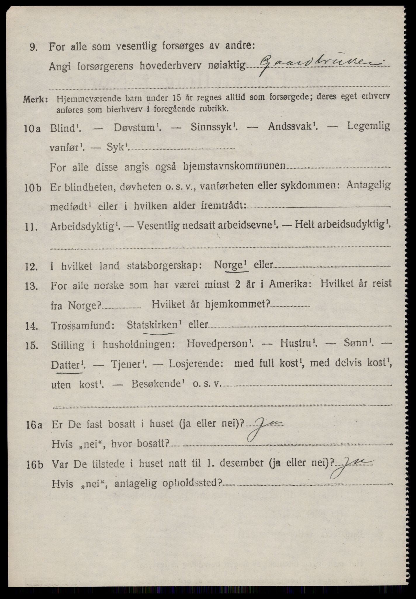 SAT, 1920 census for Volda, 1920, p. 13597