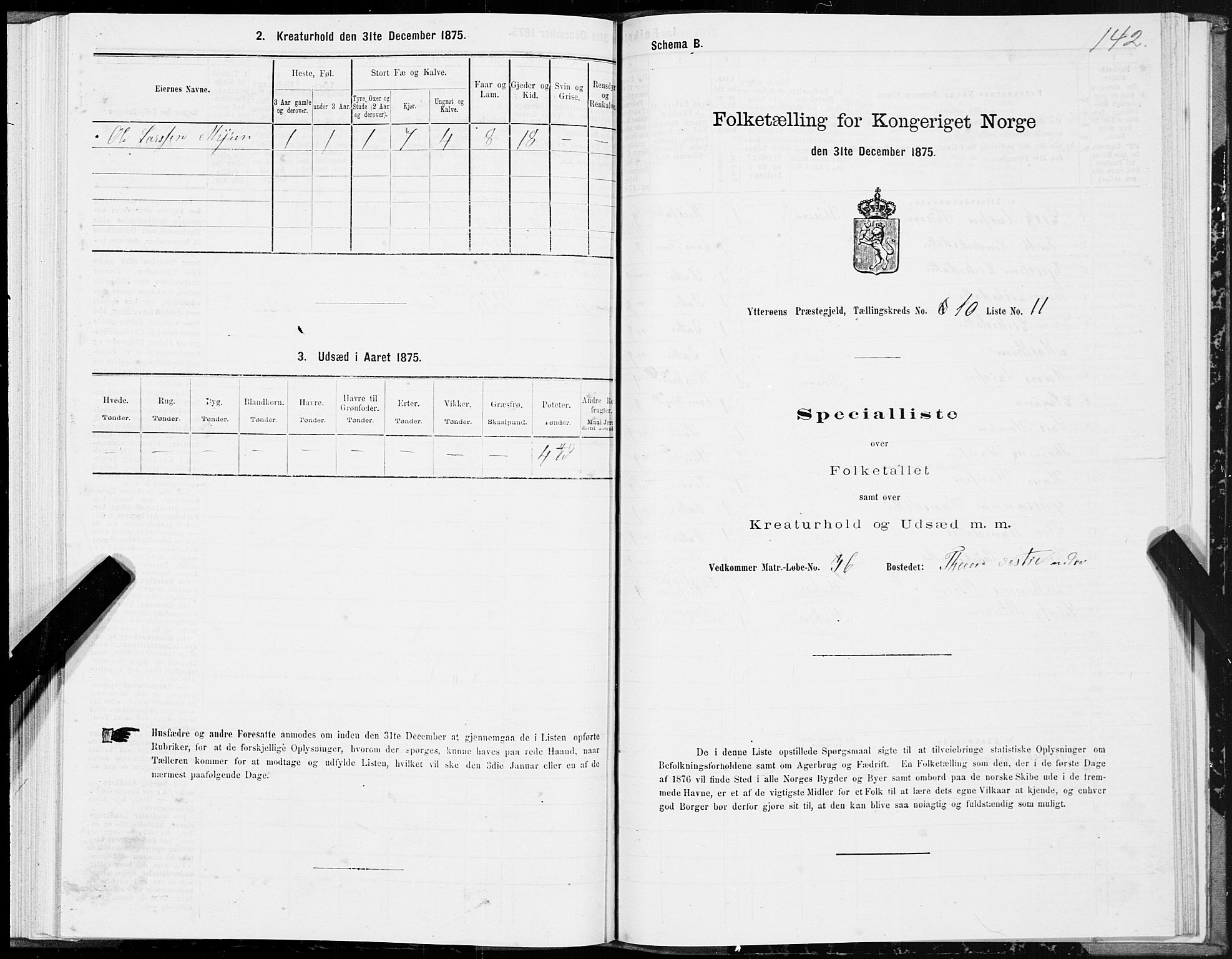 SAT, 1875 census for 1722P Ytterøy, 1875, p. 5142