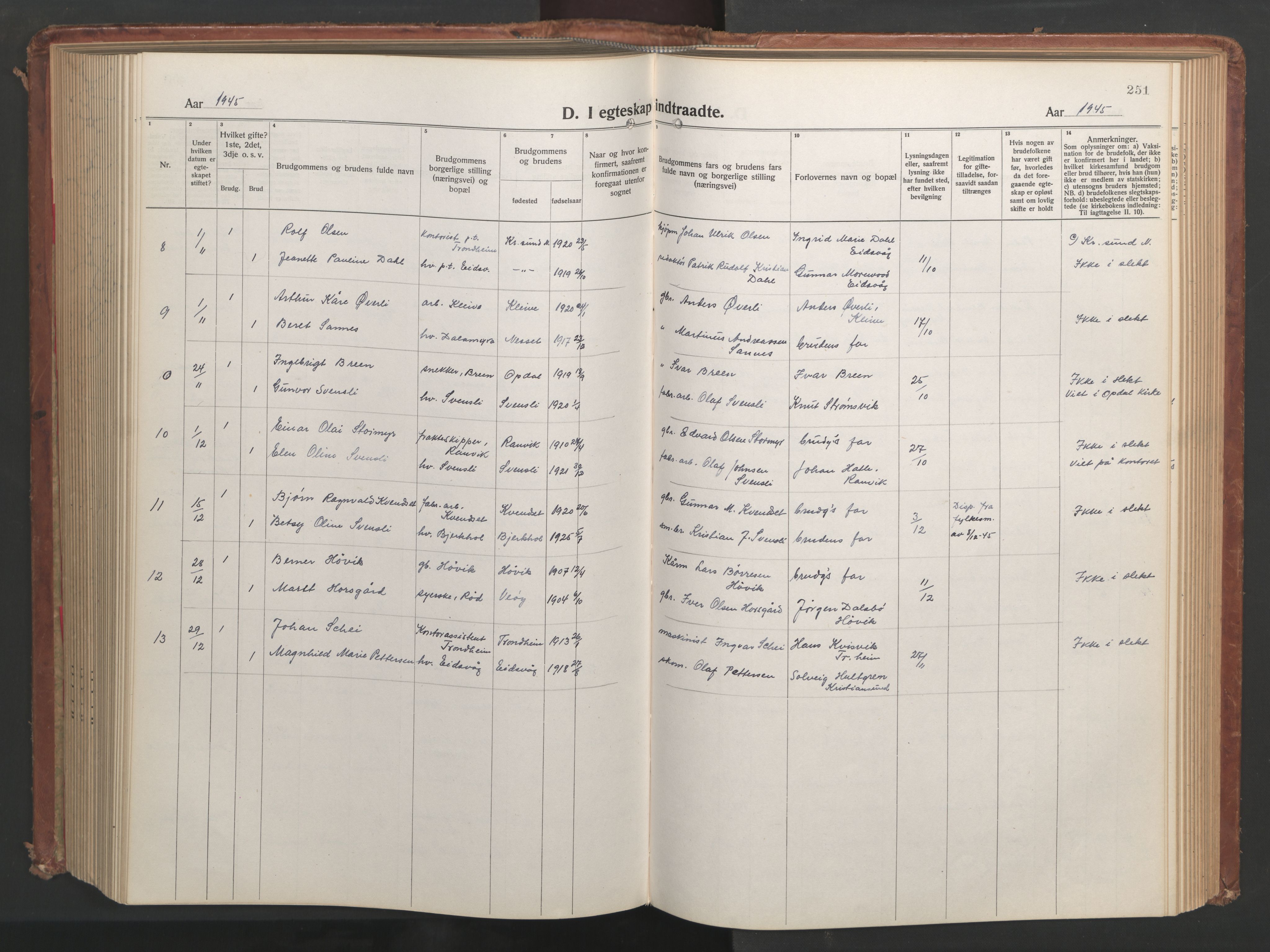 Ministerialprotokoller, klokkerbøker og fødselsregistre - Møre og Romsdal, AV/SAT-A-1454/551/L0633: Parish register (copy) no. 551C05, 1921-1961, p. 251