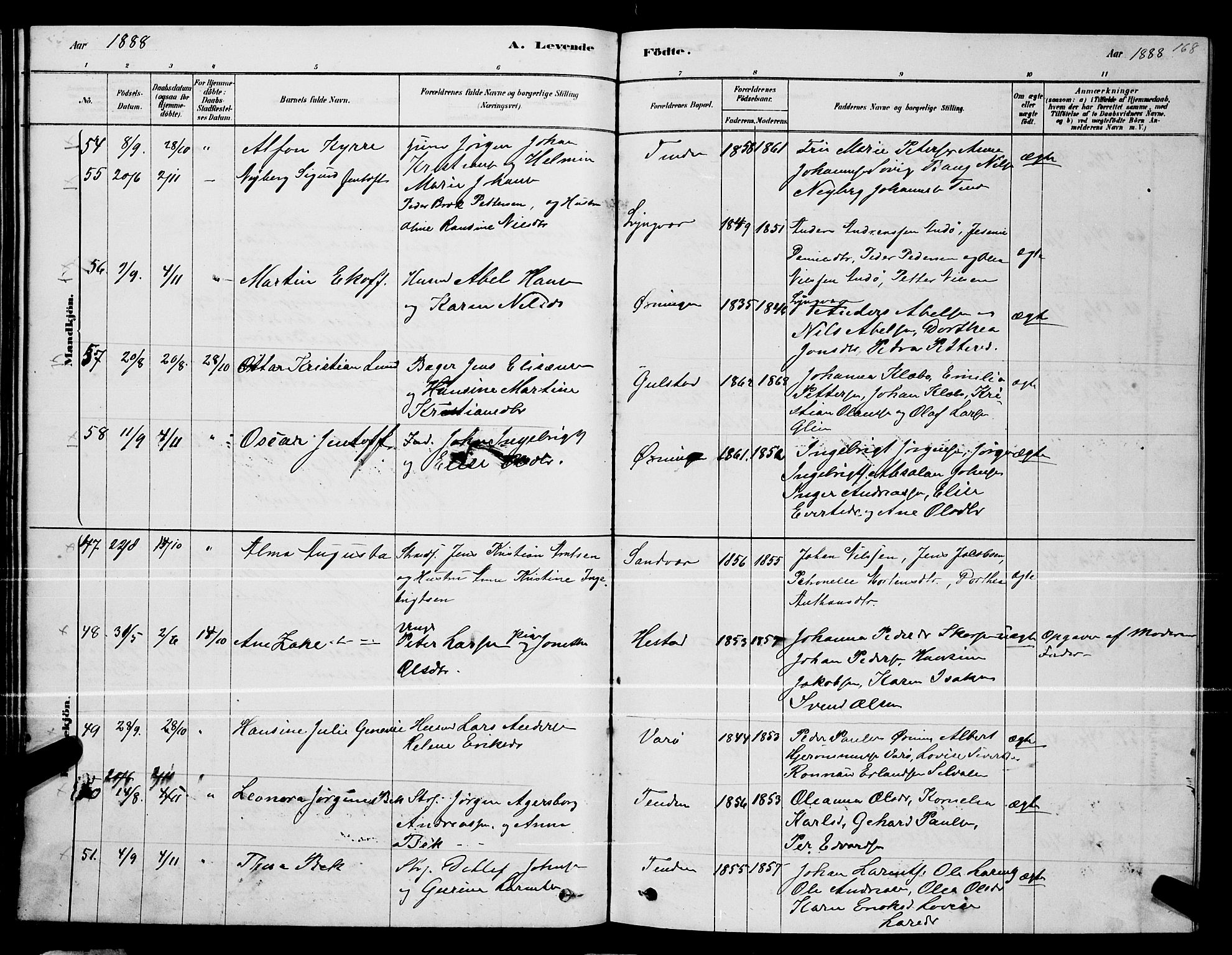 Ministerialprotokoller, klokkerbøker og fødselsregistre - Nordland, SAT/A-1459/834/L0513: Parish register (copy) no. 834C04, 1877-1892, p. 168