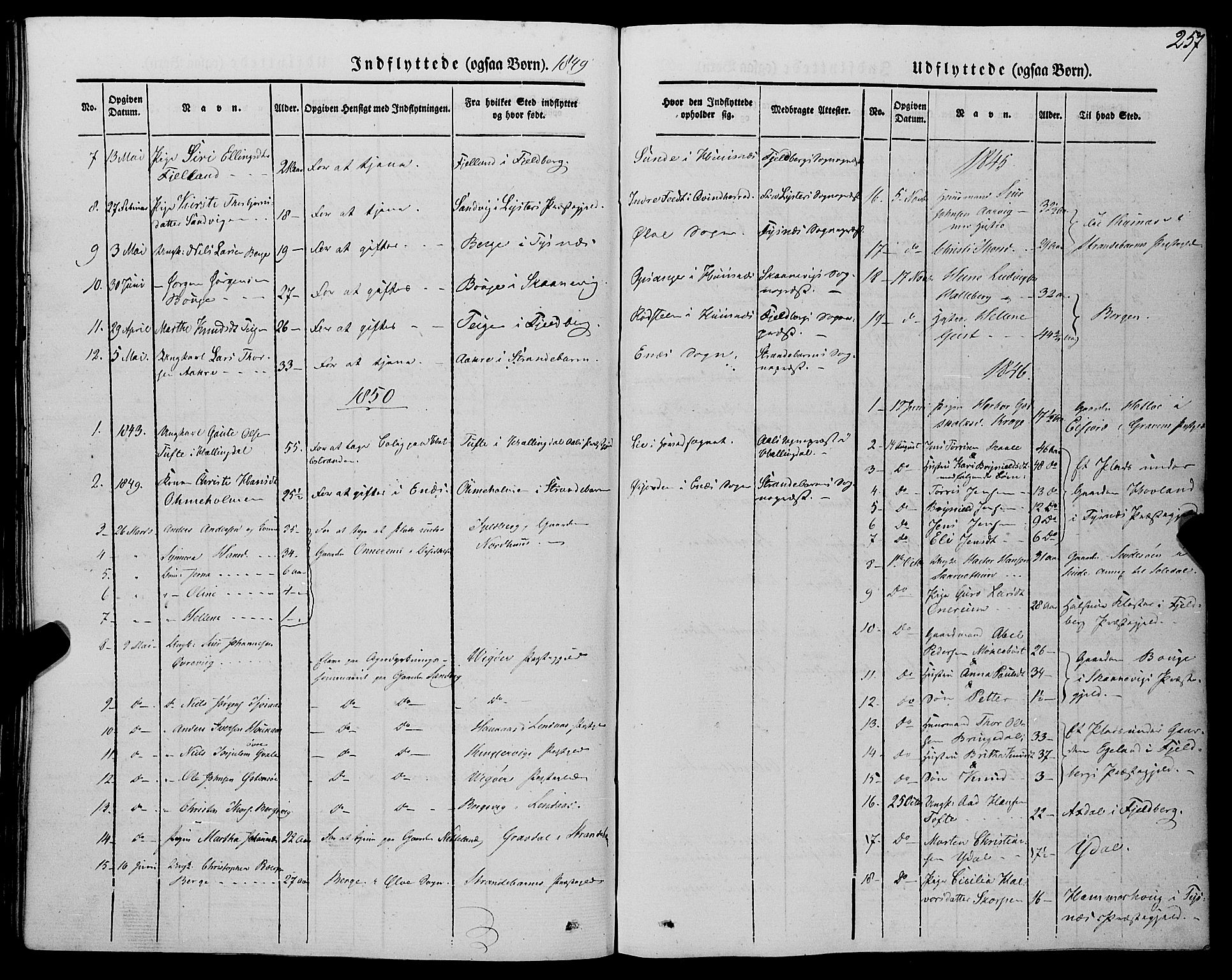 Kvinnherad sokneprestembete, AV/SAB-A-76401/H/Haa: Parish register (official) no. A 7, 1843-1853, p. 257