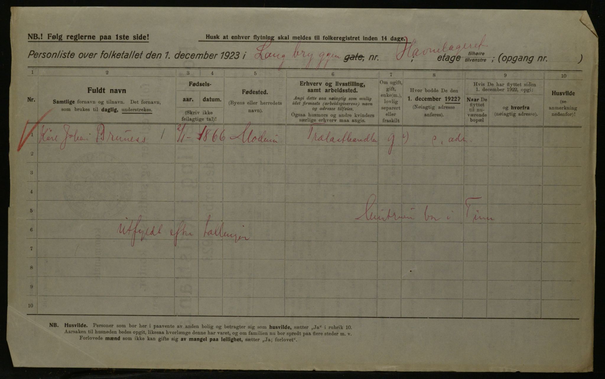 OBA, Municipal Census 1923 for Kristiania, 1923, p. 63175