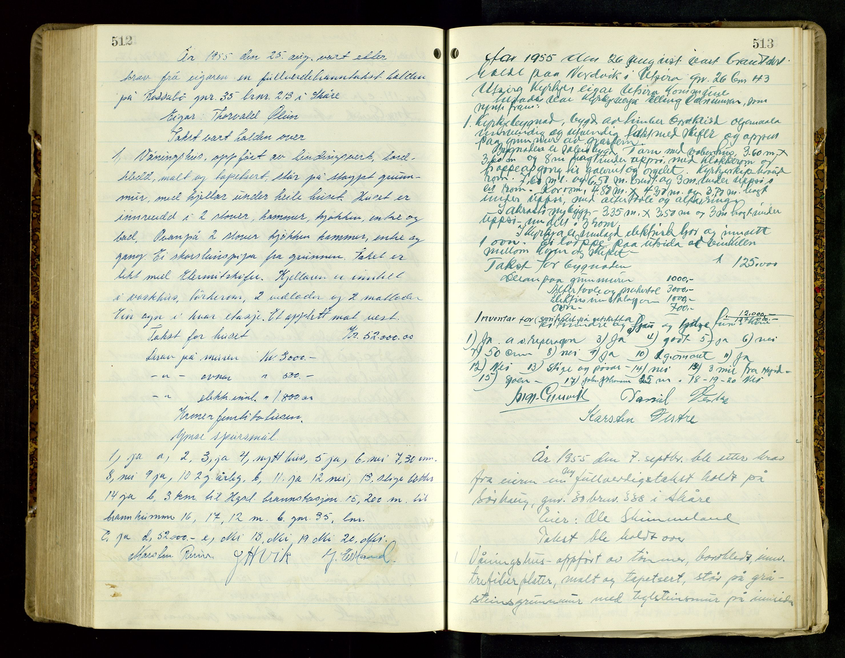 Norges Brannkasse Haugesund, AV/SAST-A-102142/0004/O/L0007: Branntakstprotokoll, 1951-1956, p. 512-513