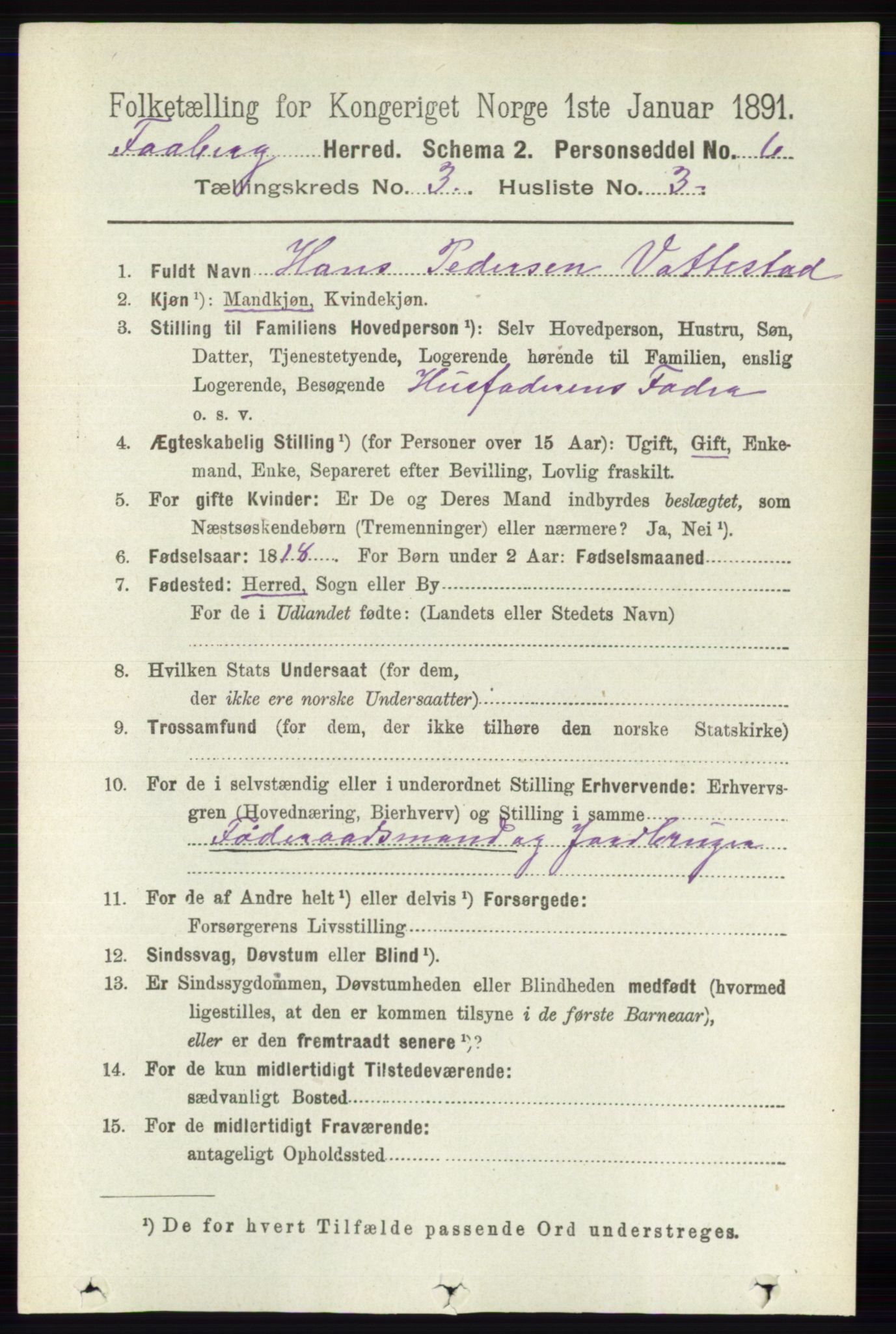 RA, 1891 census for 0524 Fåberg, 1891, p. 877