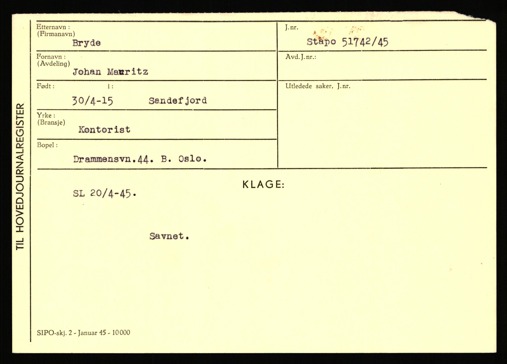 Statspolitiet - Hovedkontoret / Osloavdelingen, AV/RA-S-1329/C/Ca/L0003: Brechan - Eichinger	, 1943-1945, p. 764