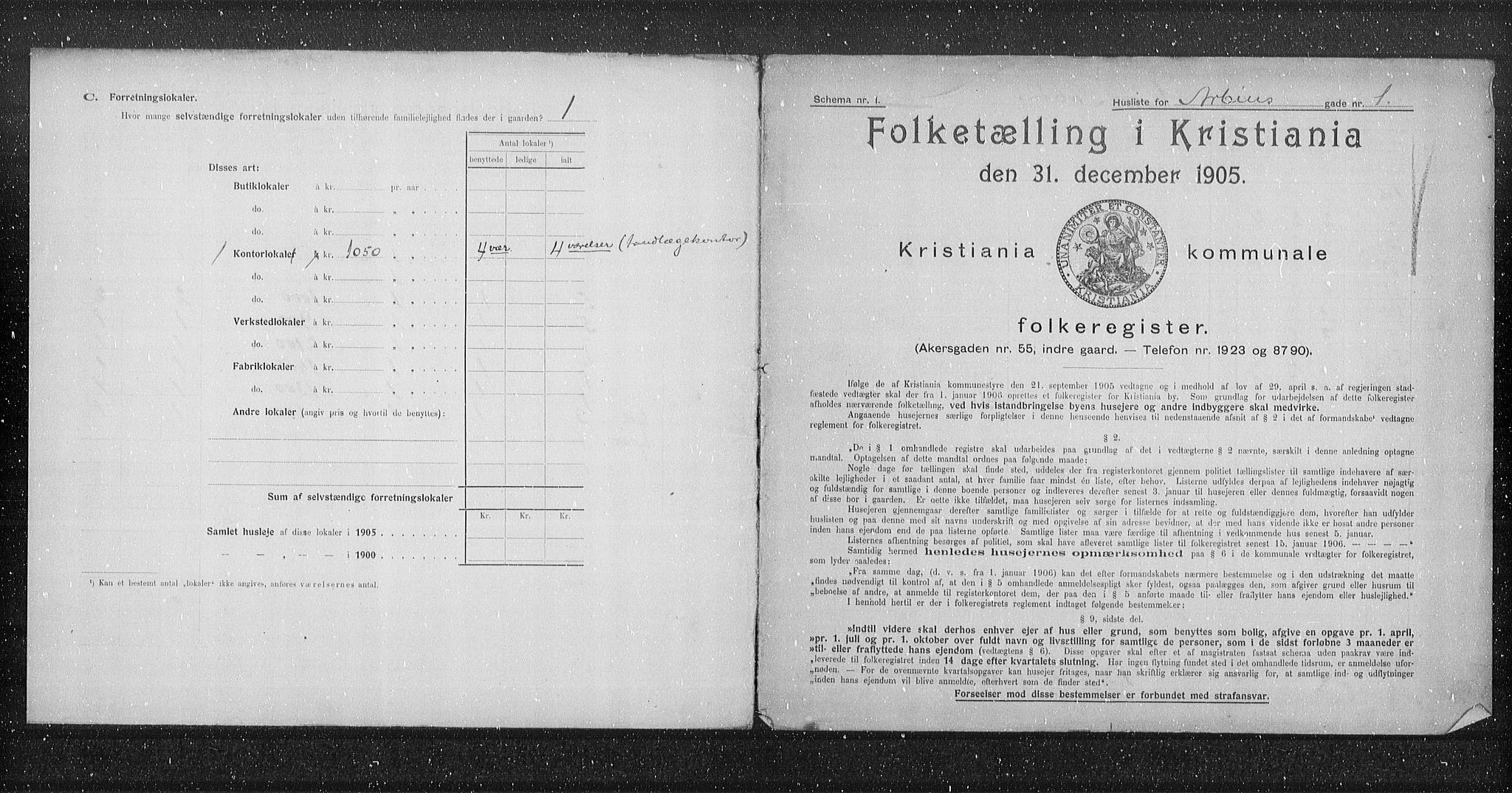 OBA, Municipal Census 1905 for Kristiania, 1905, p. 818